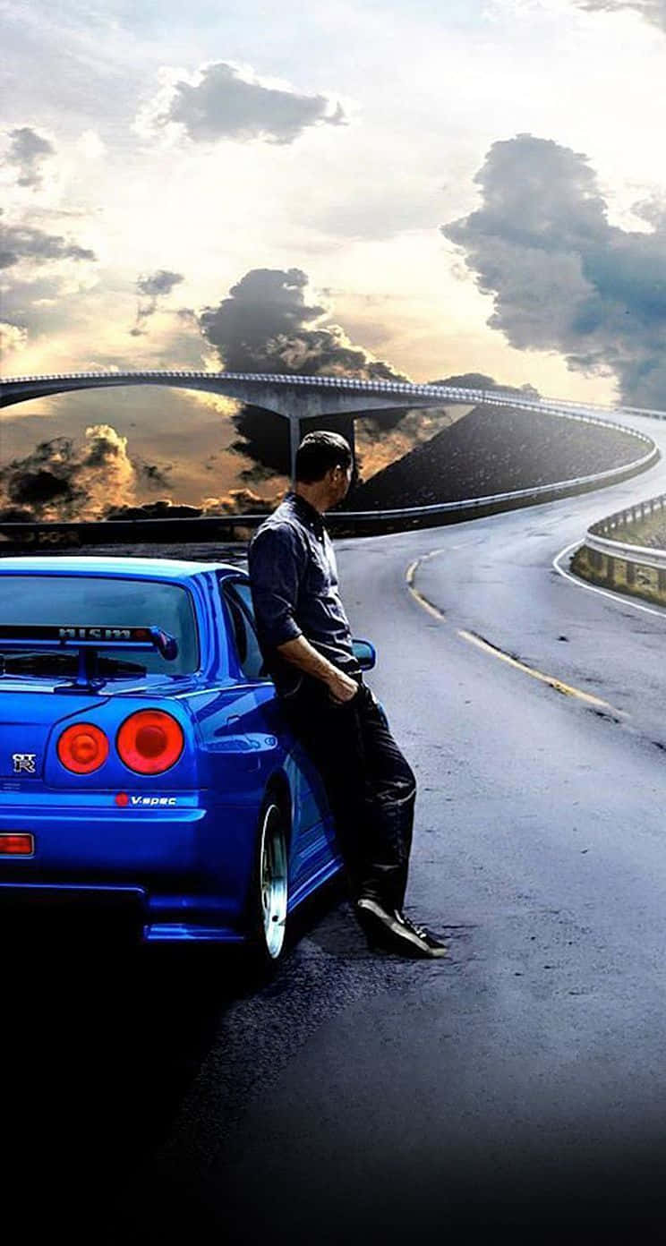 Fast and Furious Phone, vibrant blue sports car, winding mountain road, HD Phone Wallpaper