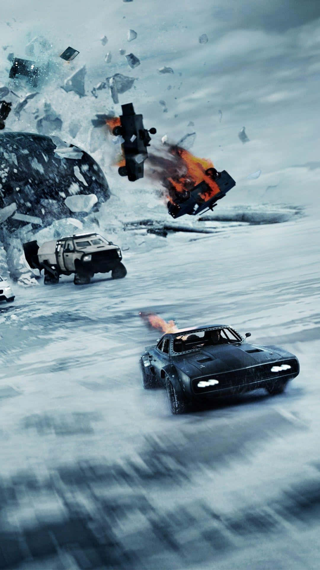 Fast and Furious, black sports car, snowy landscape, Full HD Phone Wallpaper
