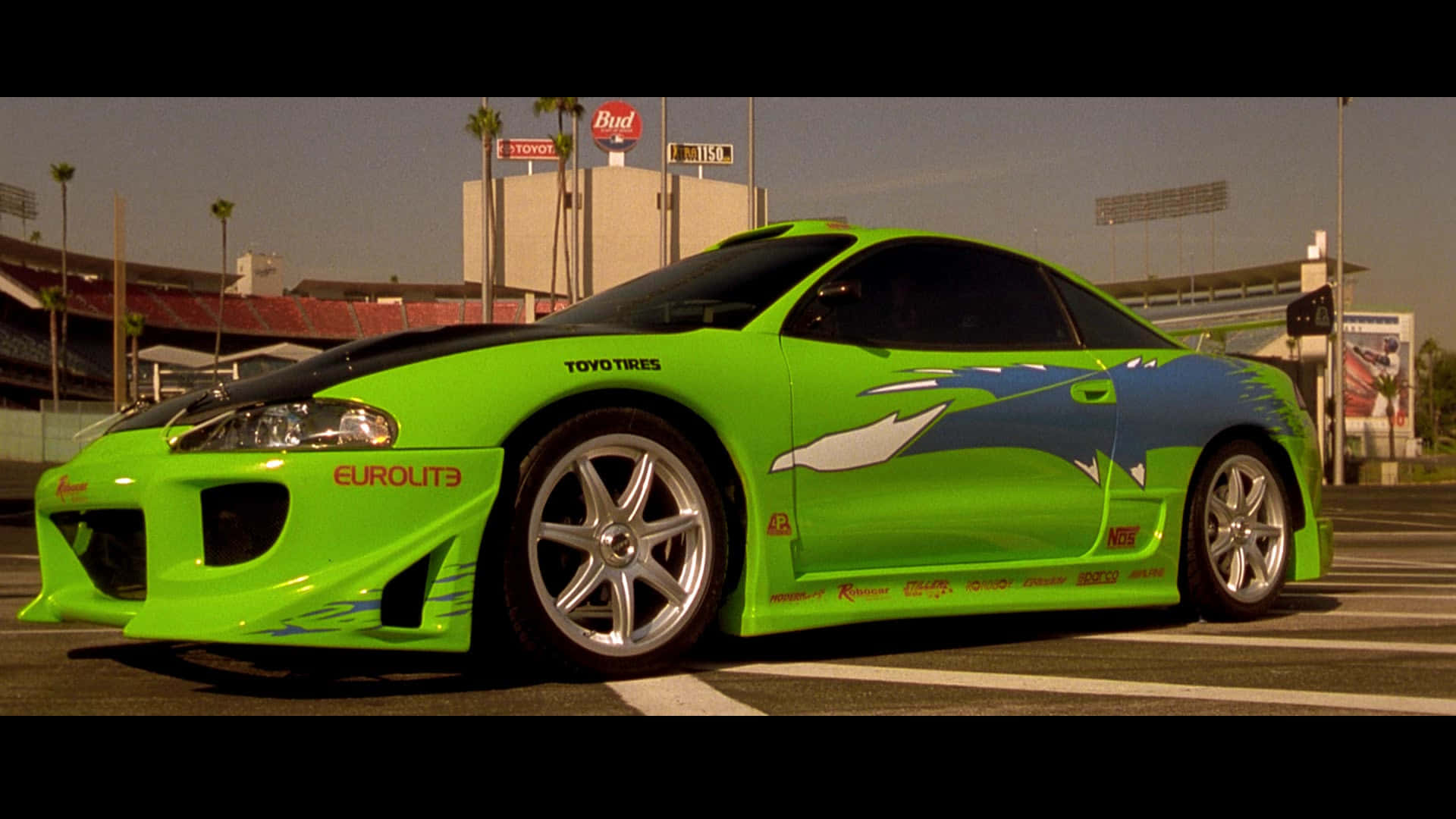 Fast And Furious 1, 1996 Mitsubishi Eclipse, lime green, Full HD Desktop Wallpaper