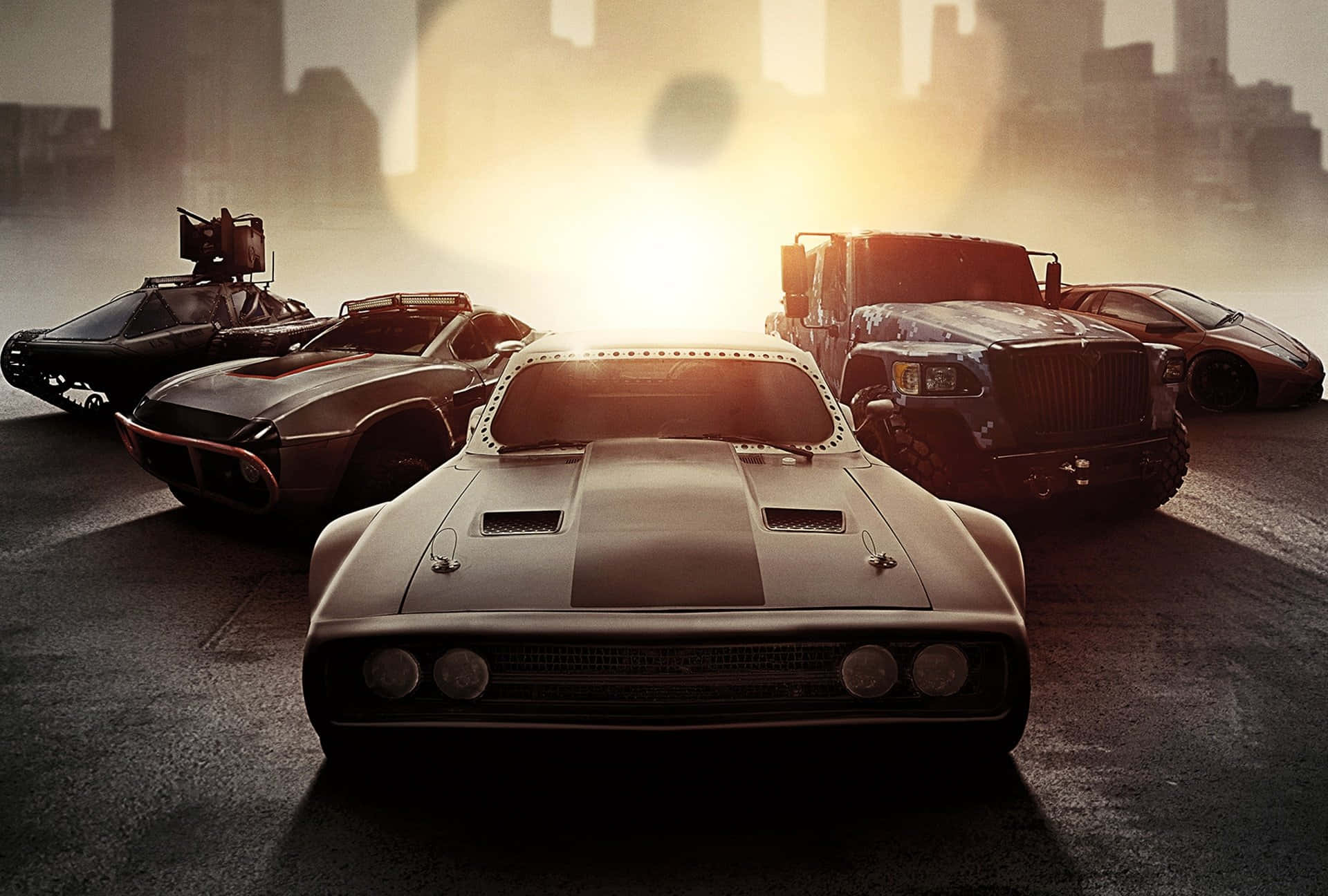 Fast And Furious, muscle cars, wet city street, Full HD Desktop Wallpaper