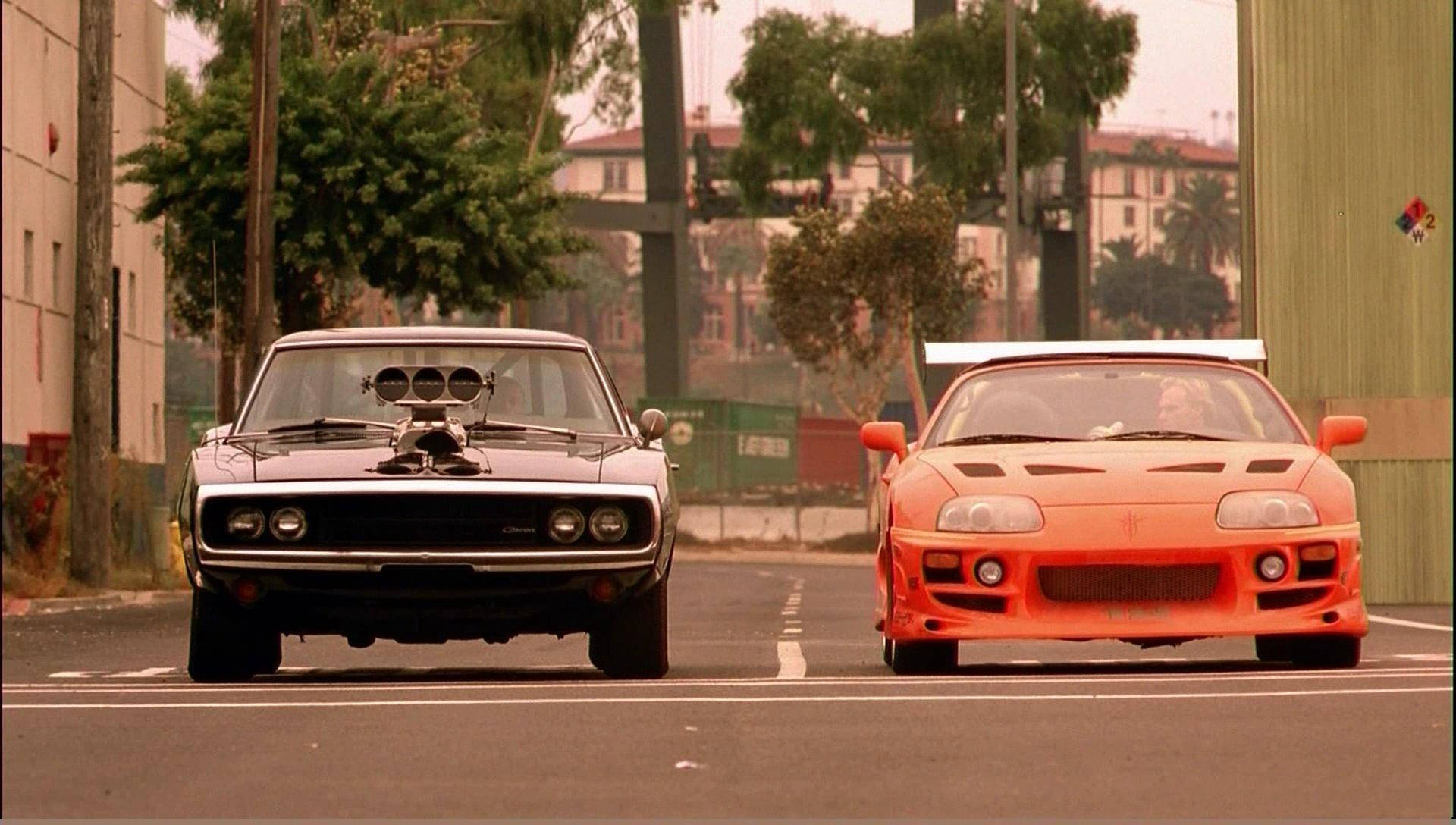 Fast And Furious, black and orange, muscle cars, Full HD Desktop Wallpaper