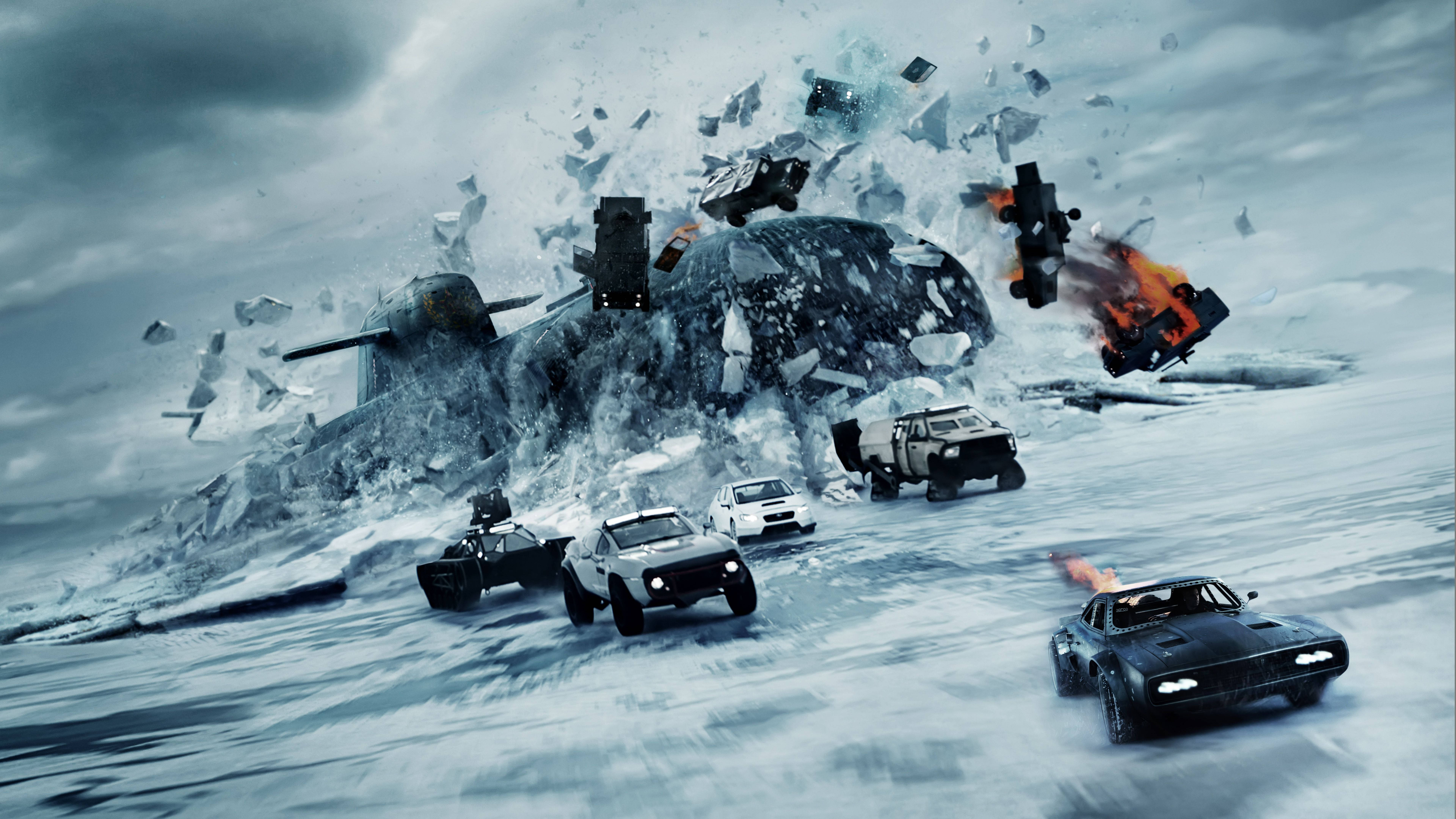 Fast And Furious 8, action scene, high-speed cars, 8K Desktop Wallpaper