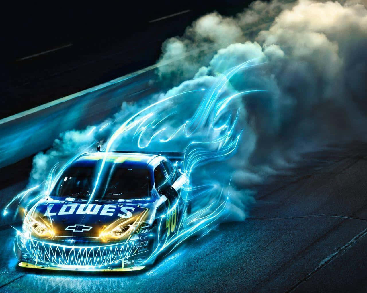 Fast Cars, blue race car, glowing electric trails, HD Desktop Wallpaper