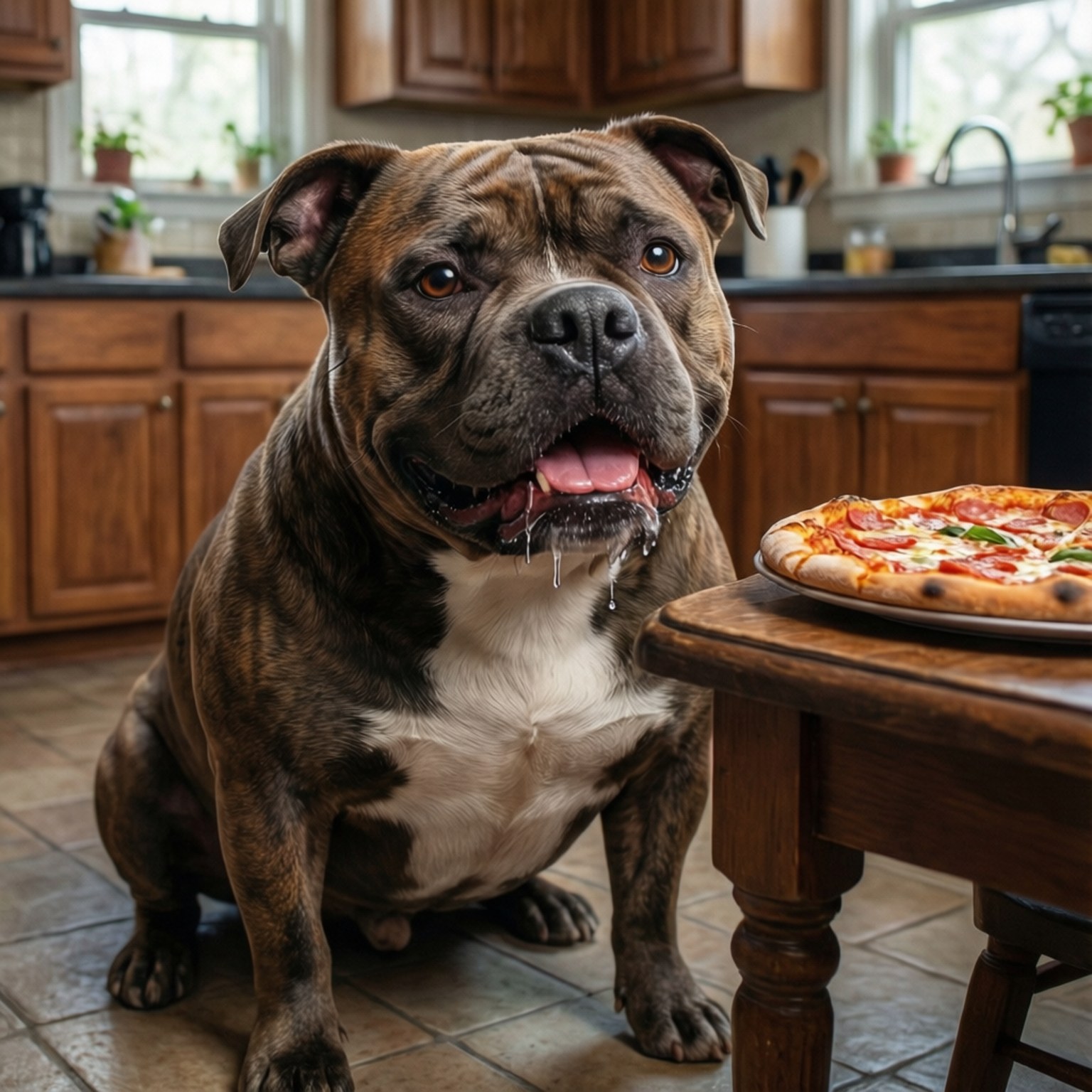 pitbull, pizza, fat, HD Desktop Wallpaper