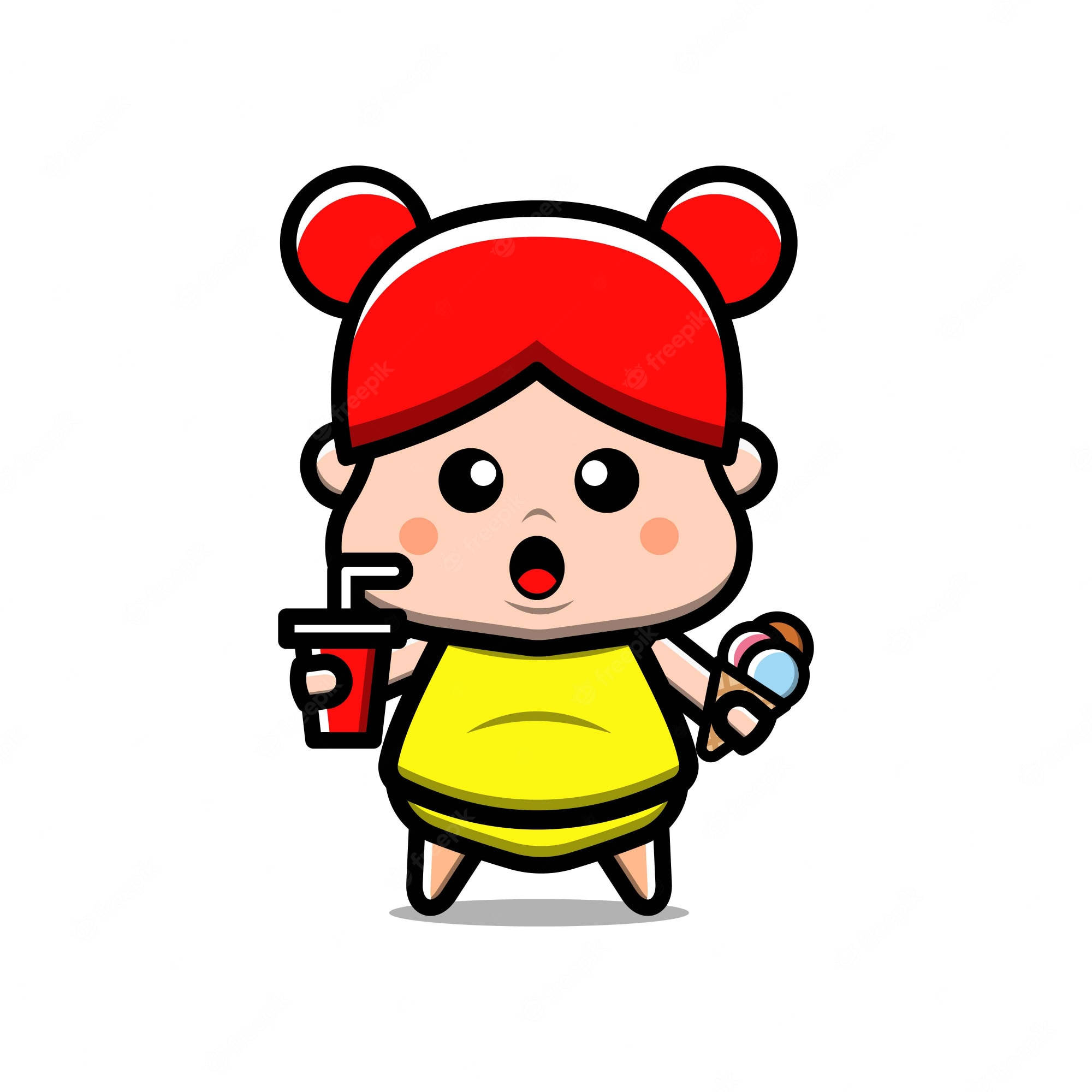 Fat Girl, red hair, bear ears, Full HD Desktop Wallpaper