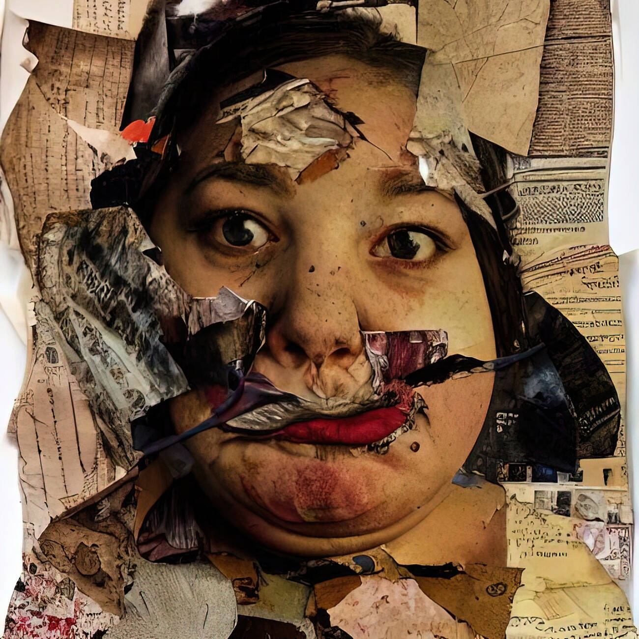 Fat Girl, surreal collage portrait, woman's face, HD Desktop Wallpaper