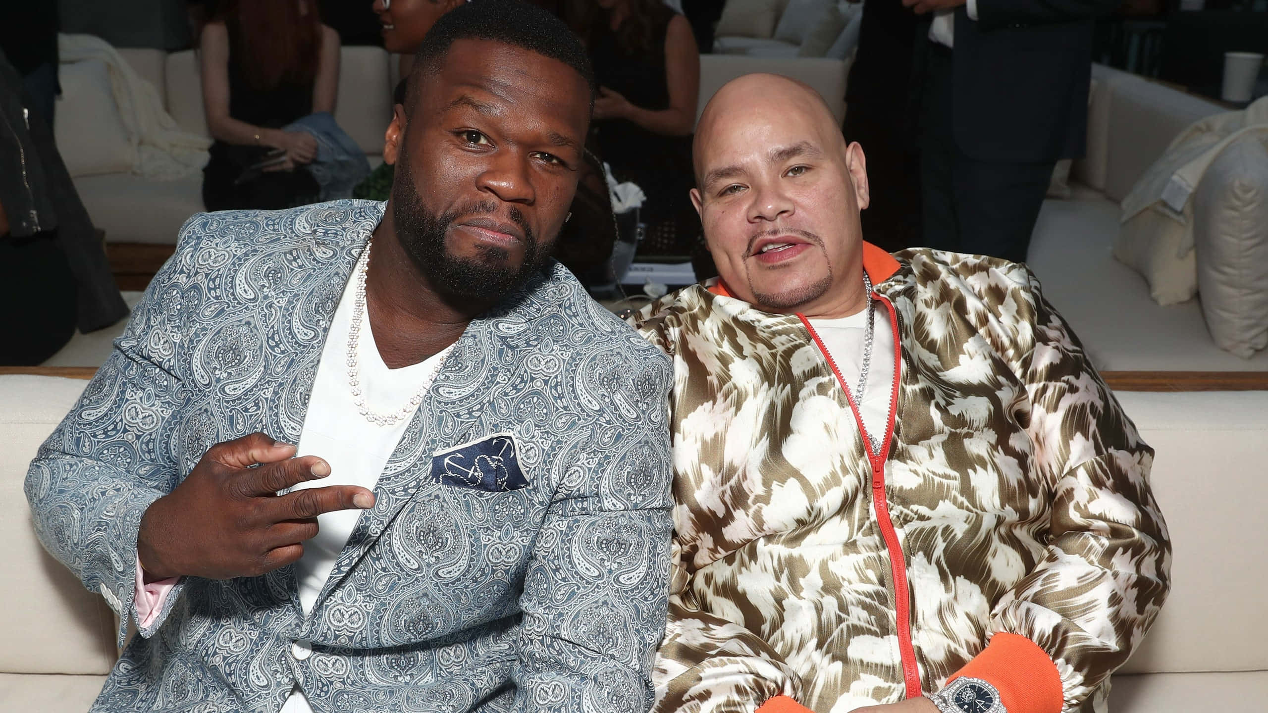 50 Cent, Fat Joe, bold patterned jackets, 2K Desktop Wallpaper