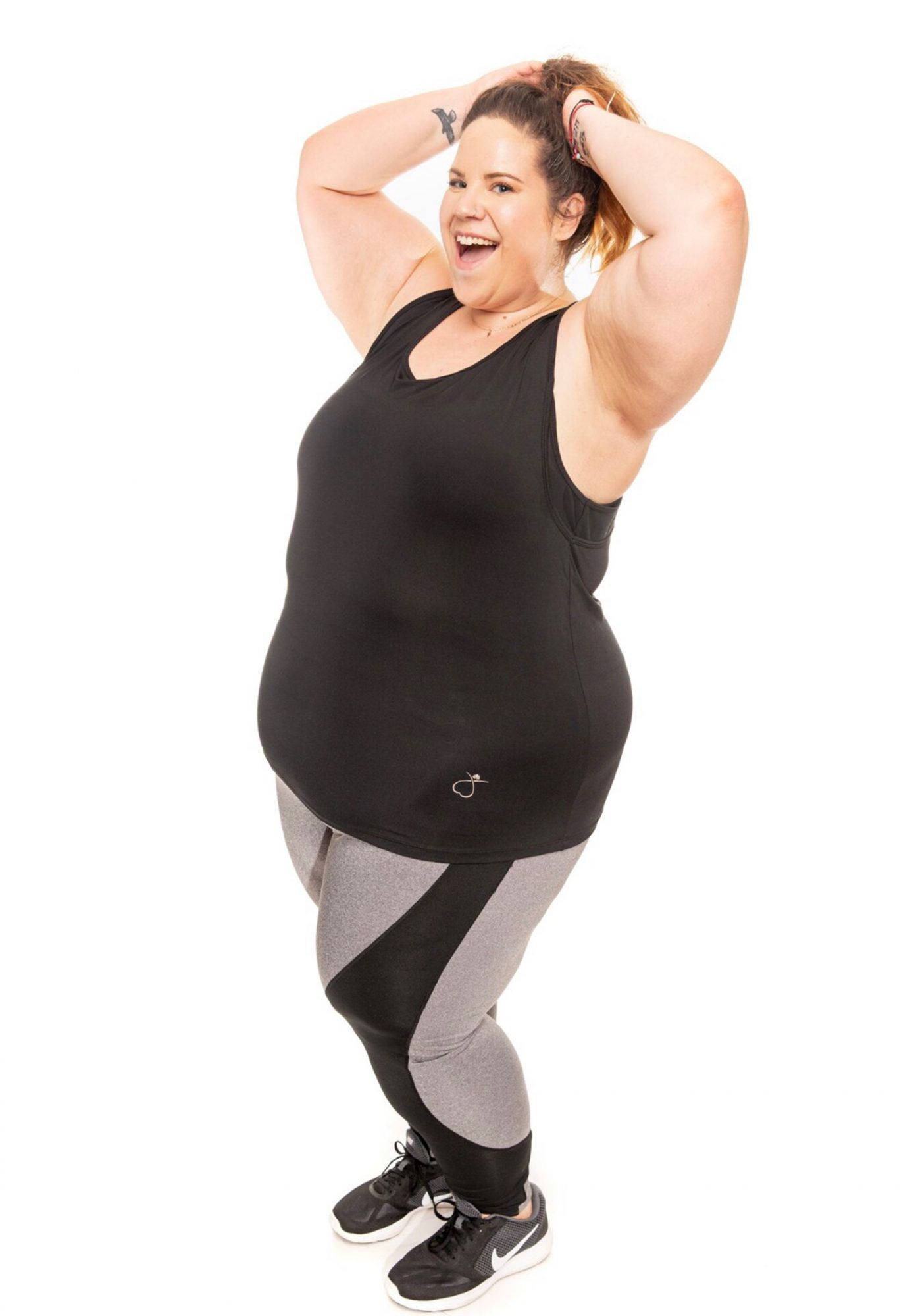 plus-sized Woman, athletic wear, laughing, Full HD Phone Wallpaper