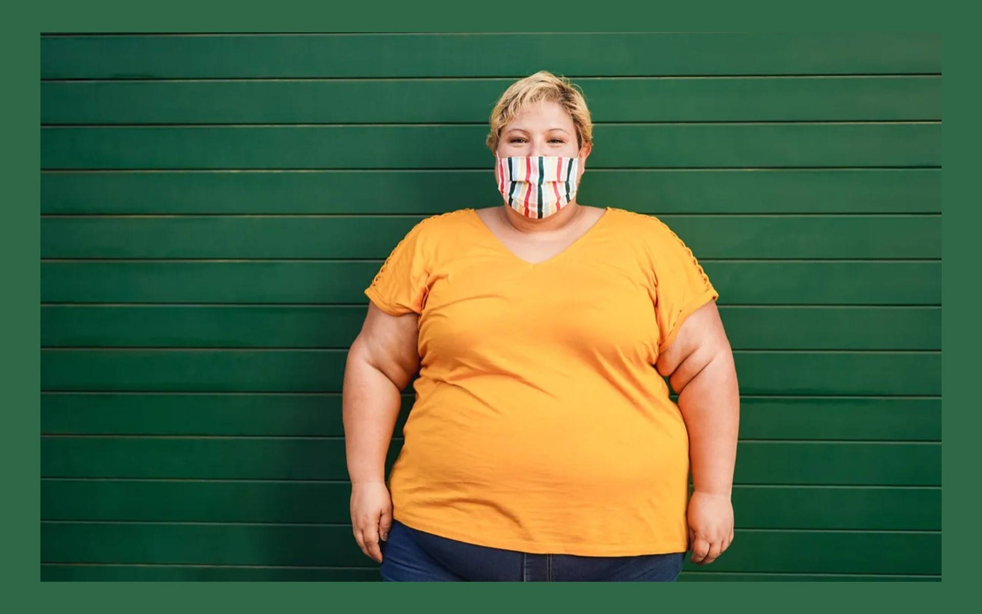 Fat Person, green, colorful striped face mask, Full HD Desktop Wallpaper