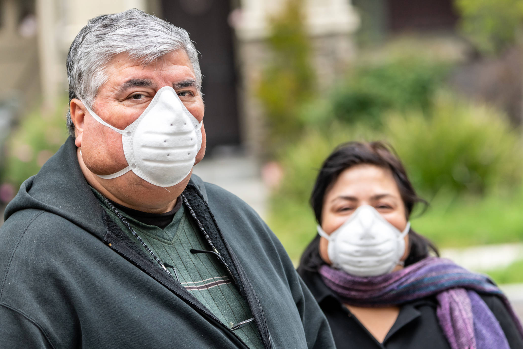 Fat Person, white face masks, outdoors, Full HD Desktop Wallpaper