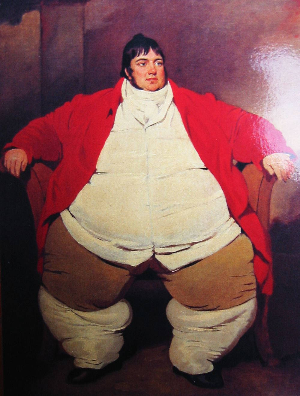 19th century, seated man, red coat, HD Phone Wallpaper