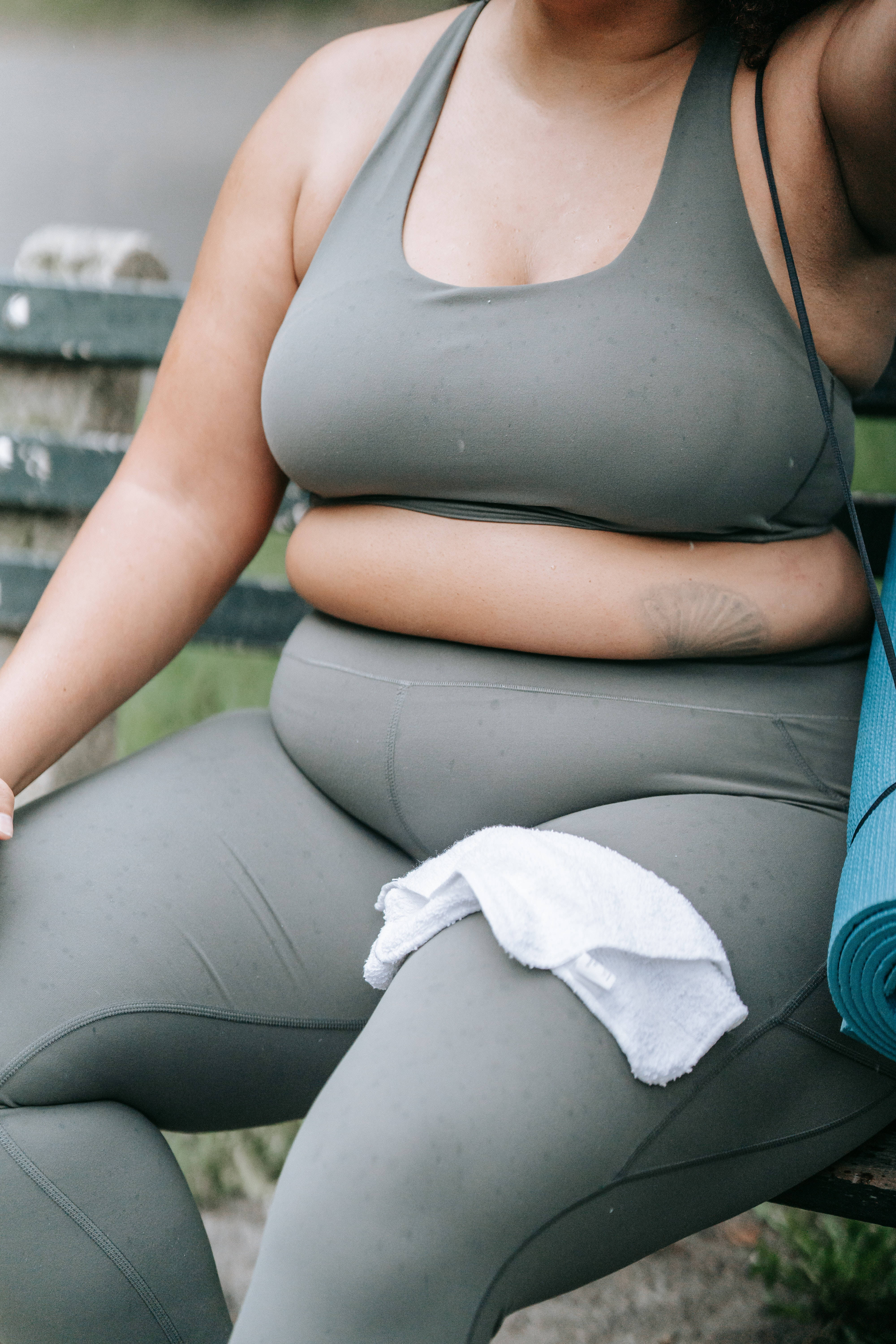 gray workout gear, white towel, blue yoga mat, 5K Phone Wallpaper