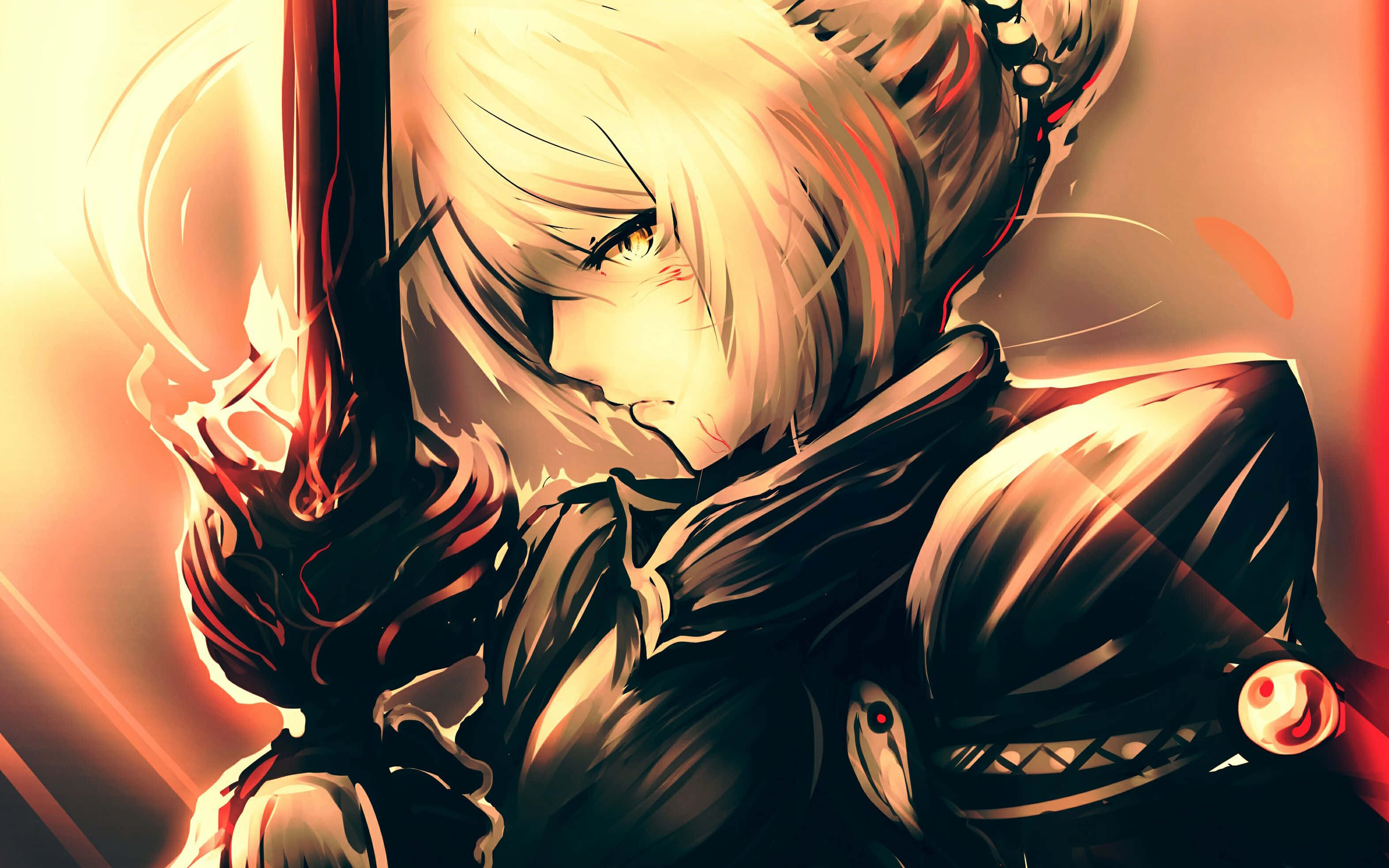 Artoria Pendragon, Fate Grand Order, flaming sword, 2K Desktop Wallpaper