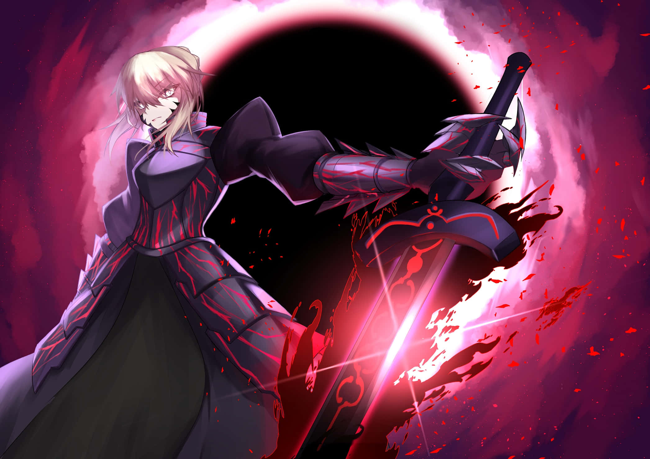 Artoria Pendragon, Fate Grand Order, glowing red sword, Full HD Desktop Wallpaper
