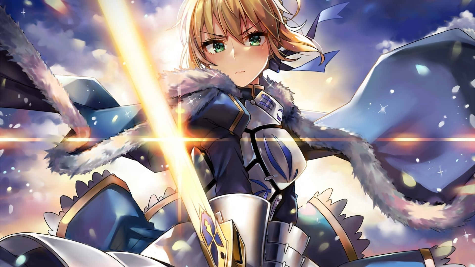 Artoria Pendragon, Fate Grand Order, glowing sword, Full HD Desktop Wallpaper