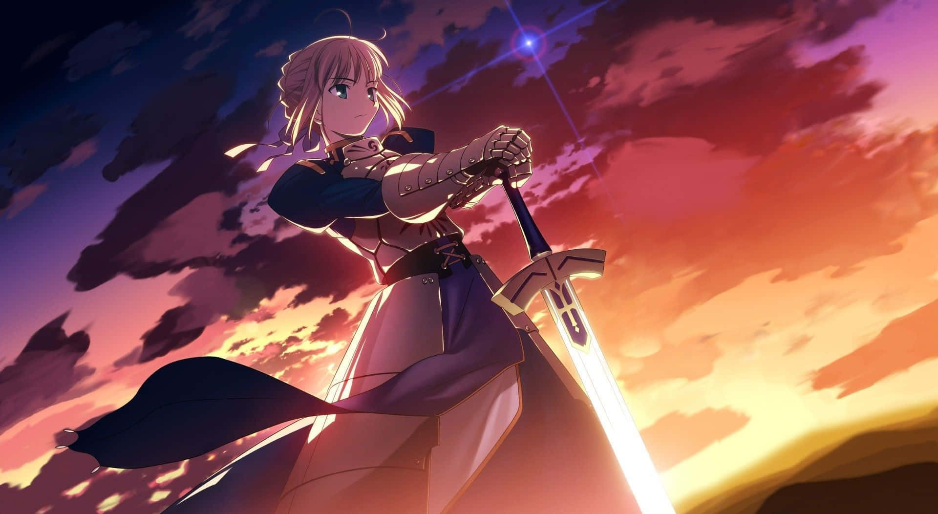 Artoria Pendragon, Fate Grand Order, glowing sword, Full HD Desktop Wallpaper