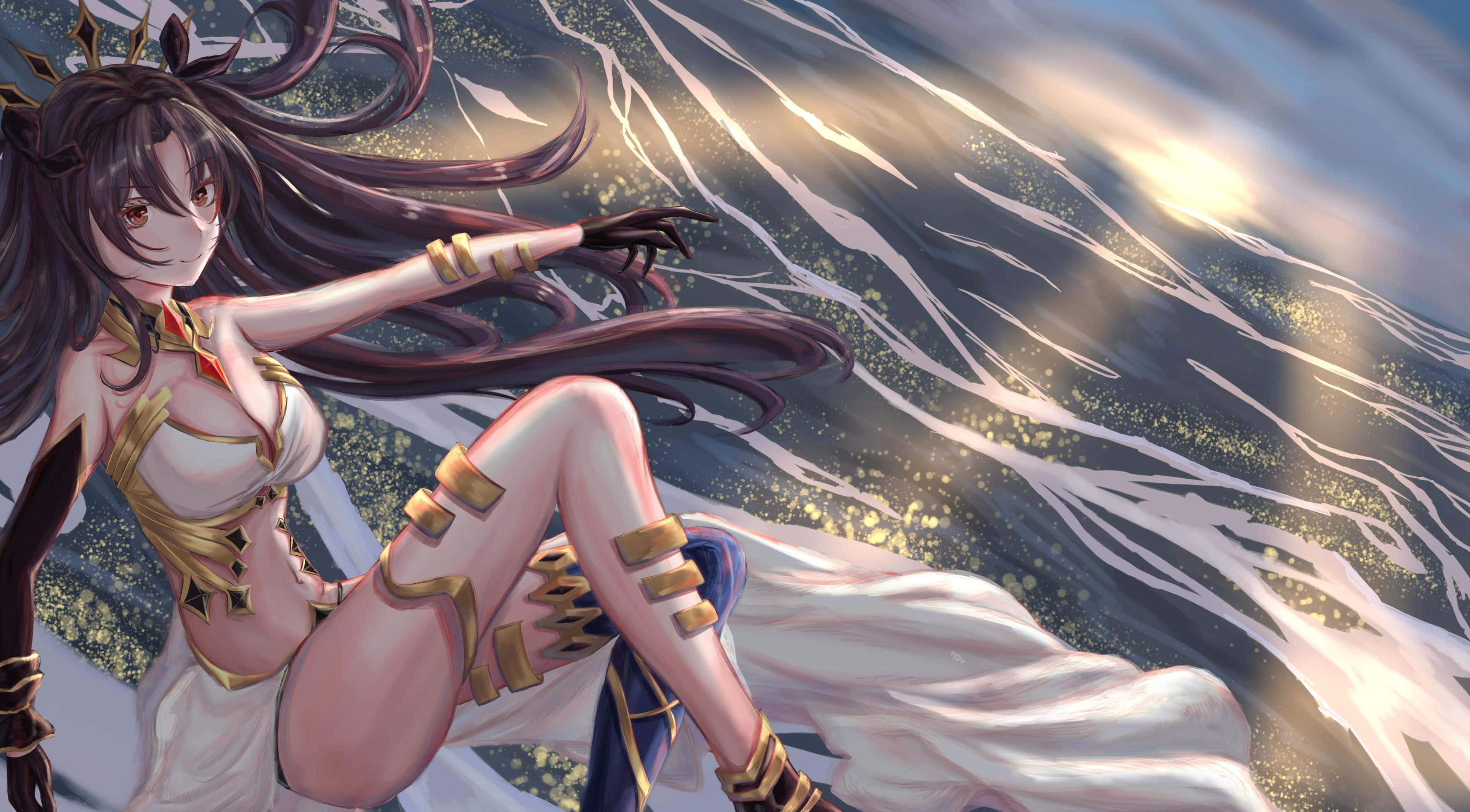 Ishtar, Fate Grand Order, golden armor, 2K Desktop Wallpaper