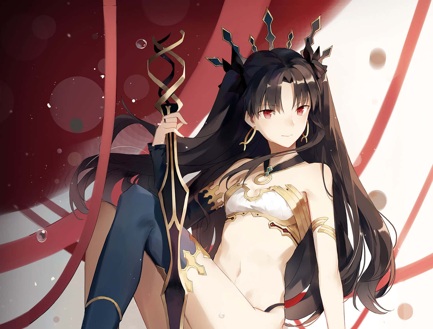 Ishtar, Fate Grand Order, golden staff, HD Desktop Wallpaper