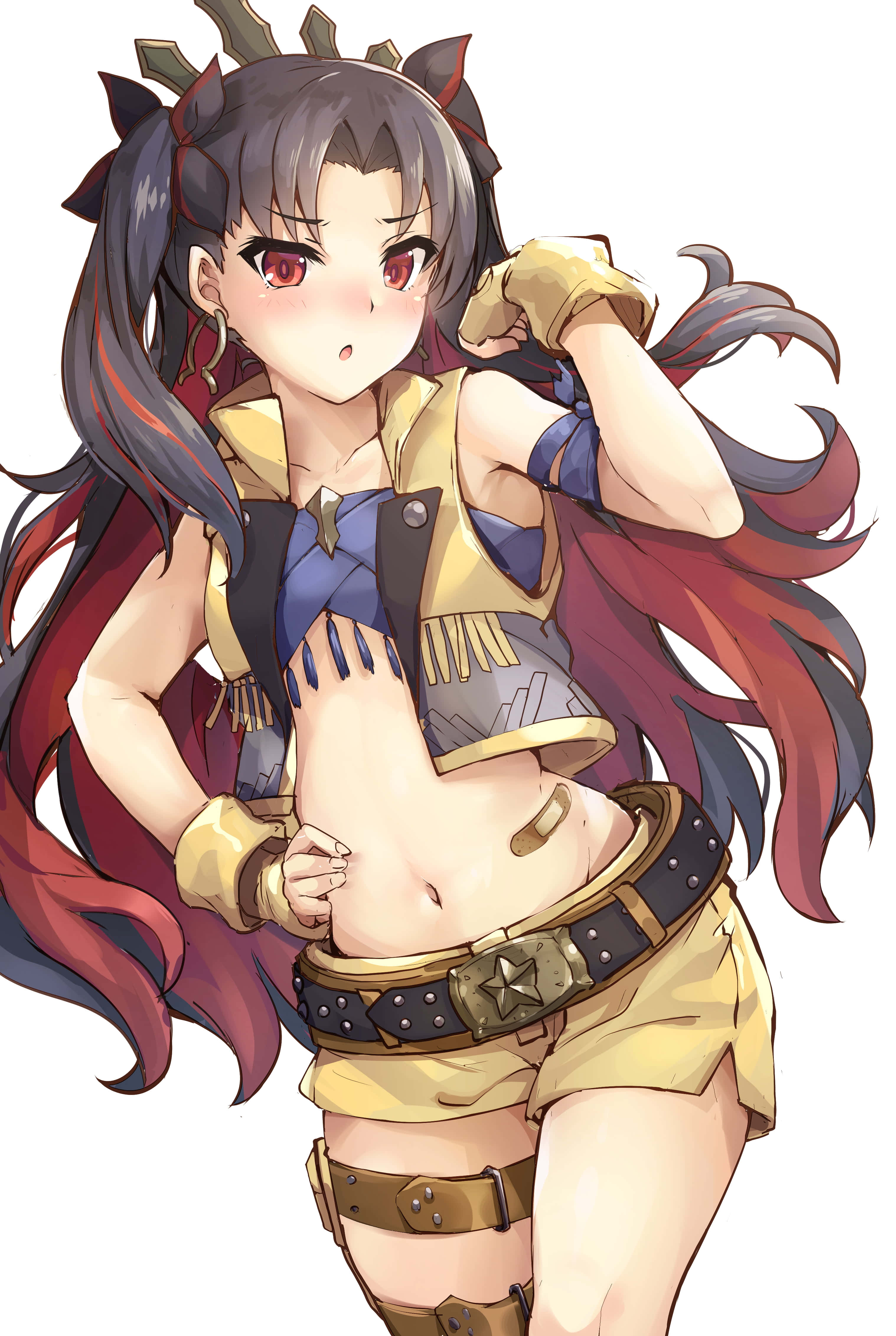 Fate Grand Order Ishtar, battlesuit, yellow and blue adventurer outfit, 4K Phone Wallpaper