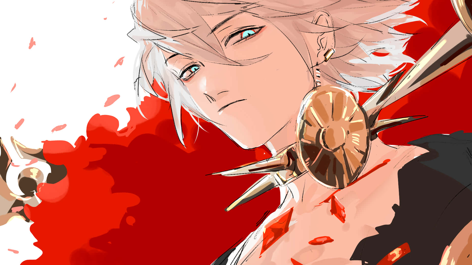 Fate Grand Order Karna, silver-haired, blue eyes, Full HD Desktop Wallpaper