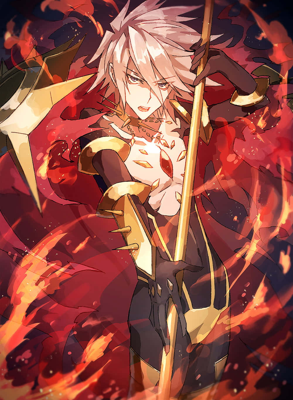 Karna, Fate Grand Order, golden spear, HD Phone Wallpaper
