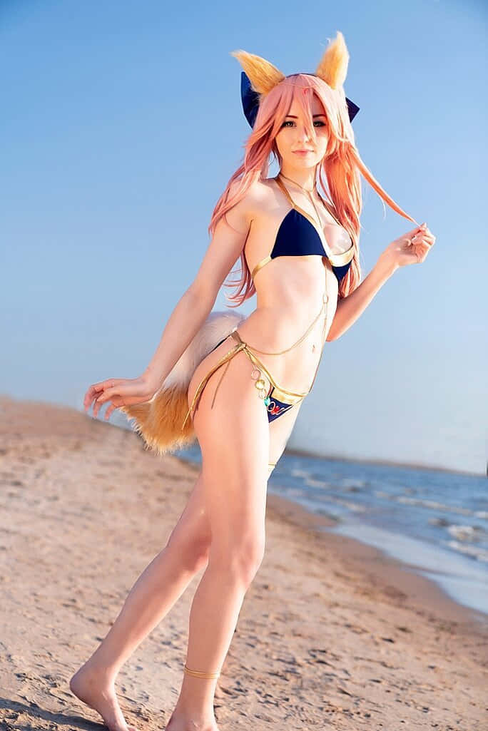 Tamamo No Mae, fox ears, fox tail, SD Phone Wallpaper