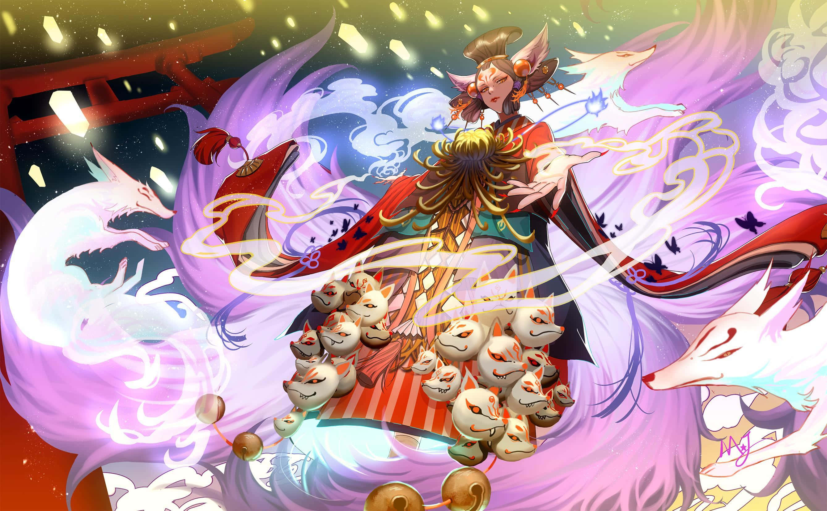 Tamamo No Mae, Fate Grand Order, purple hair, 2K Desktop Wallpaper
