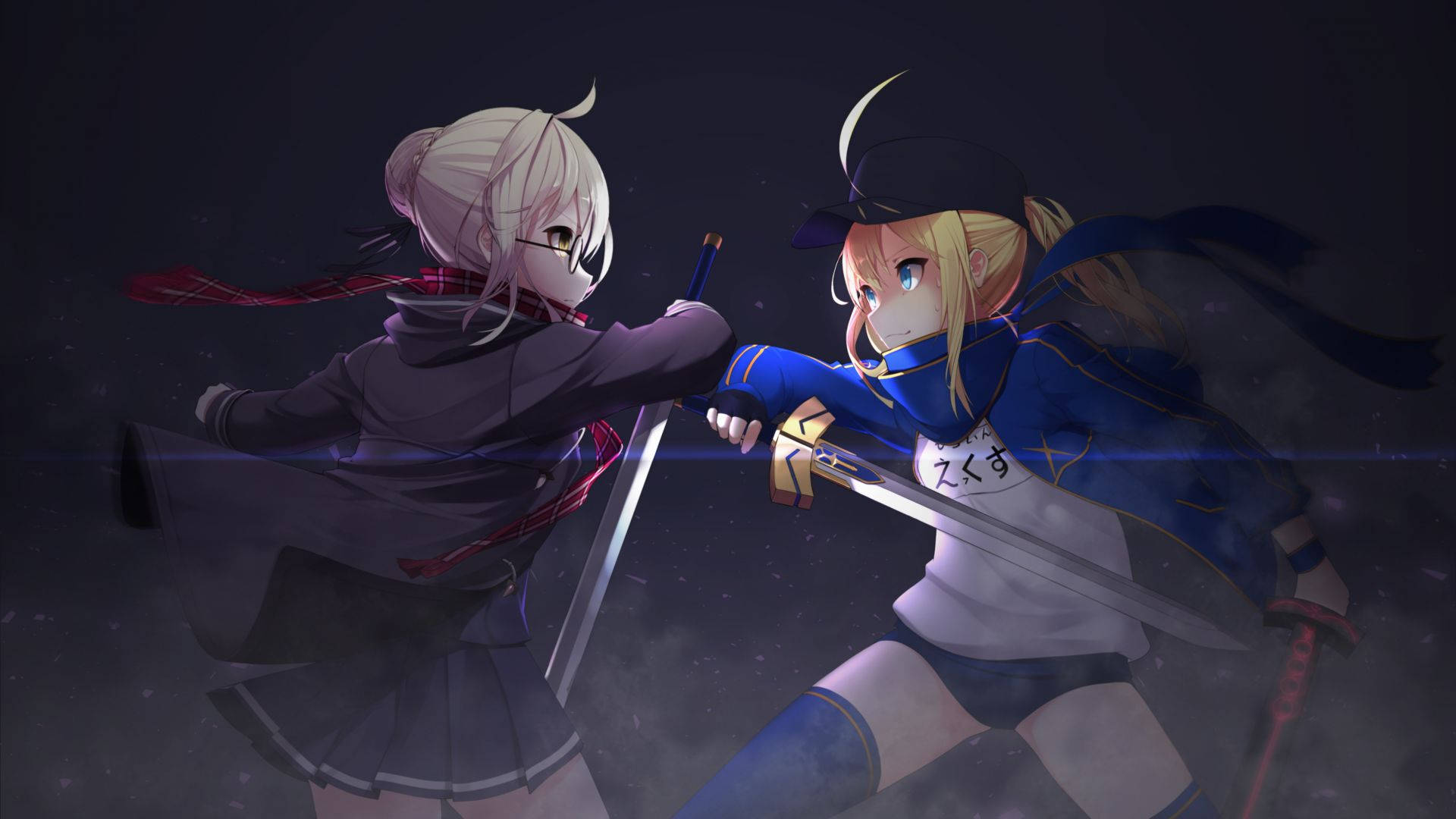 Fate Series, anime girls, swords, Full HD Desktop Wallpaper