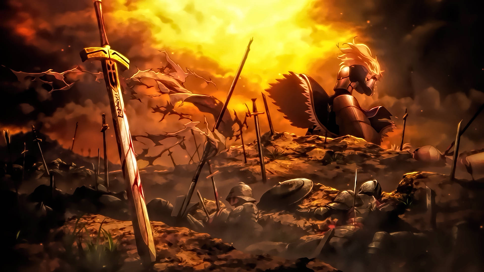 Fate Series, golden hair, battlefield of broken spears, Full HD Desktop Wallpaper
