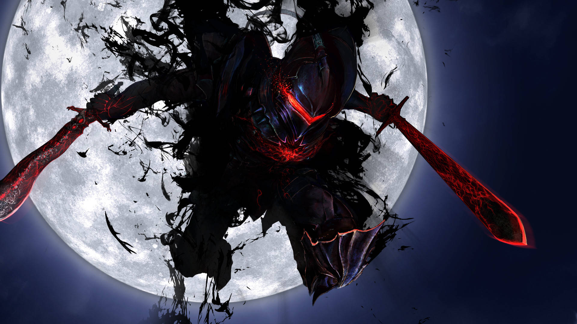 Fate Series, full moon, dark armored warrior, Full HD Desktop Wallpaper
