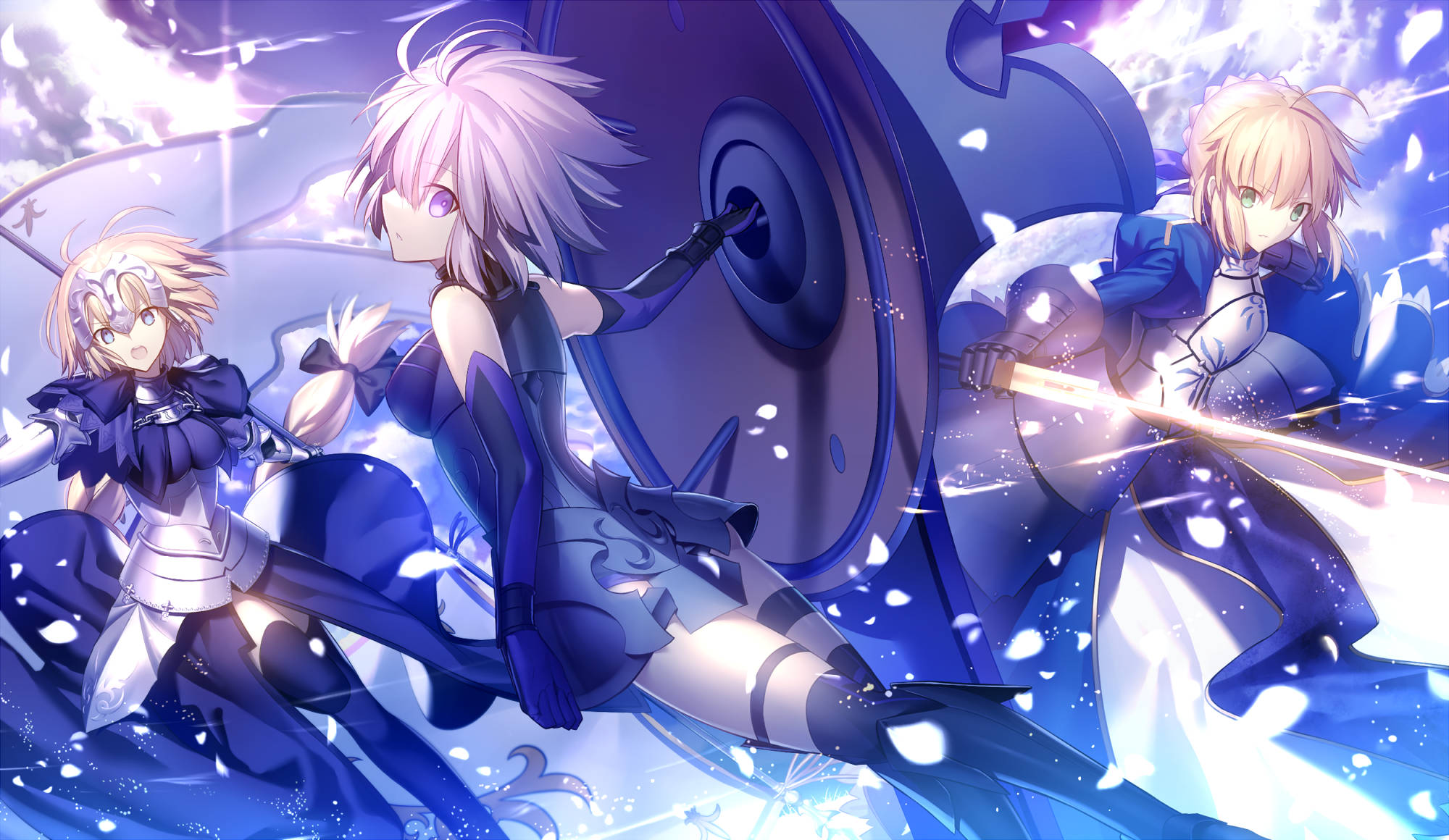 Fate Series, anime girls, blue armor, Full HD Desktop Wallpaper