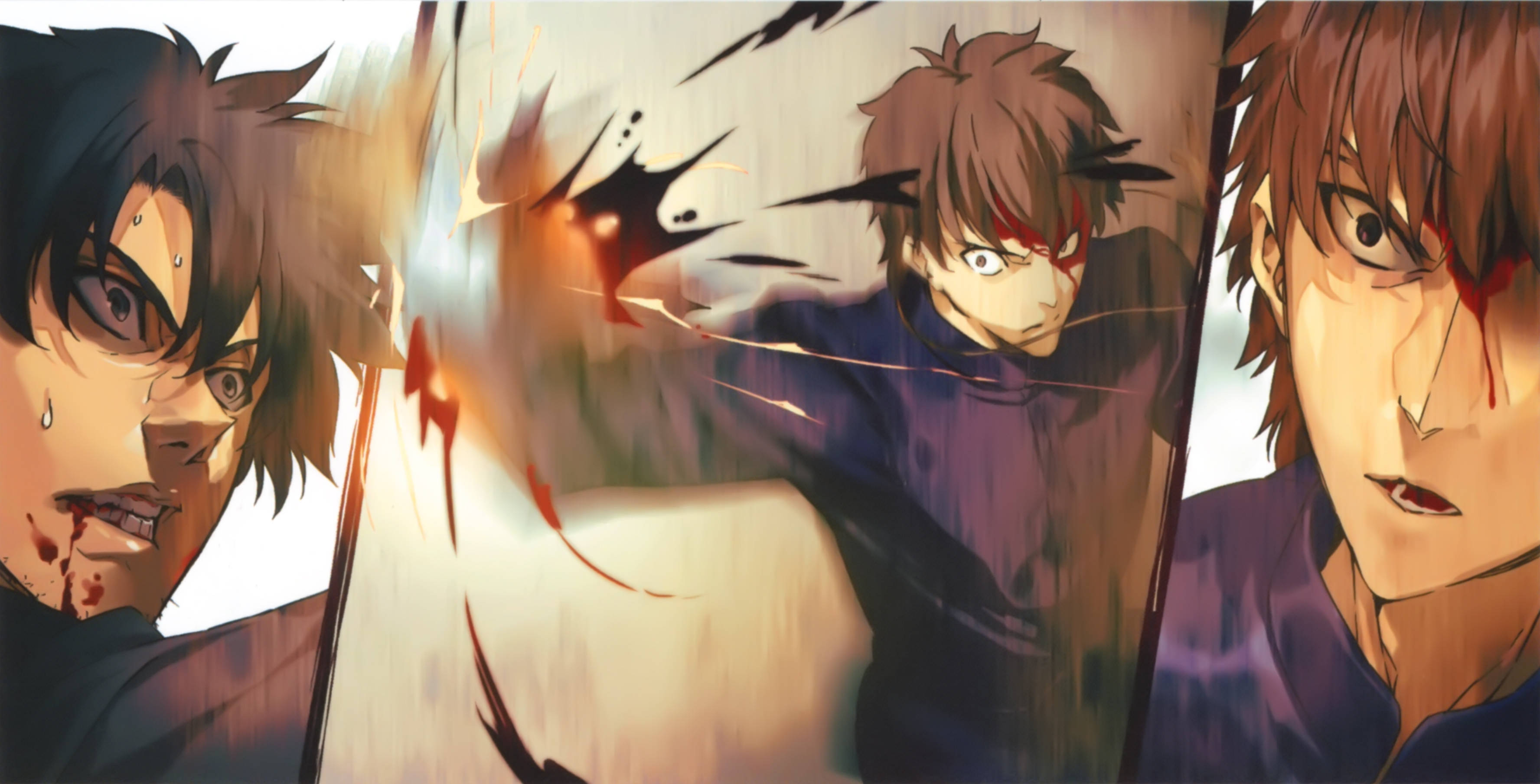 Fate Zero, anime warriors, dynamic battle scene, 2K Desktop Wallpaper
