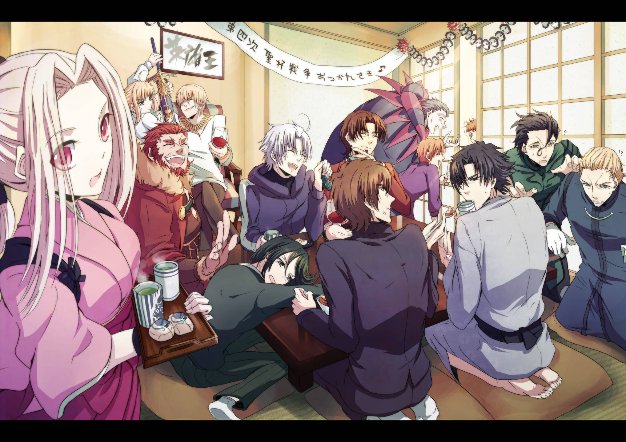 Fate Zero, anime characters, traditional Japanese room, Full HD Desktop Wallpaper
