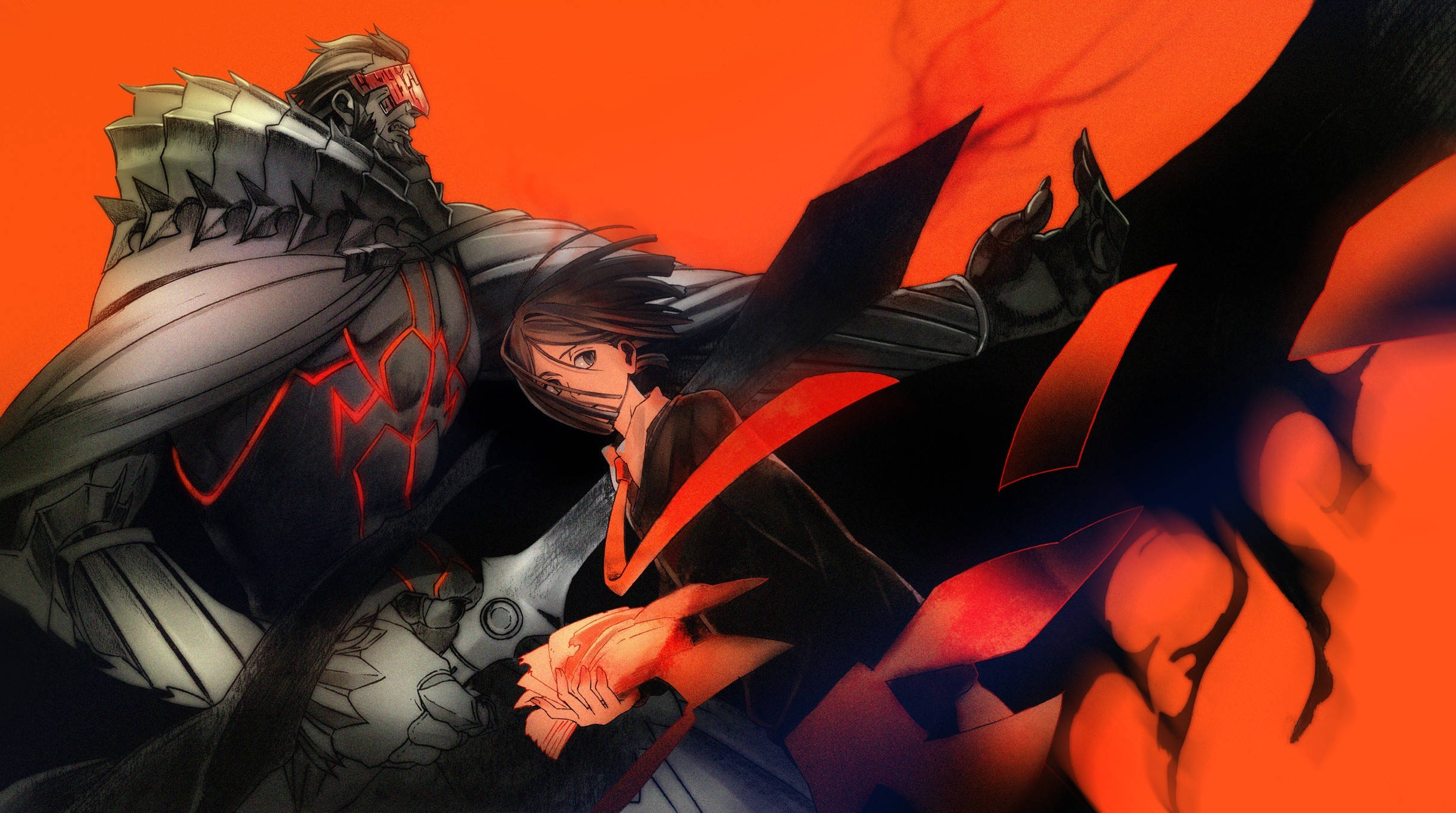 Fate Zero, anime warriors, fiery orange backdrop, Full HD Desktop Wallpaper