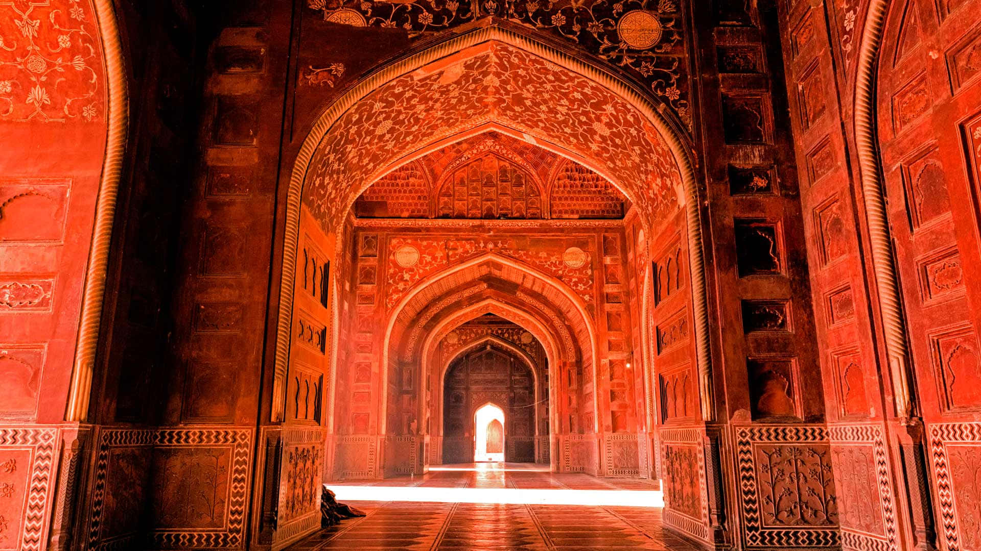Fatehpur Sikri, red sandstone corridor, intricate carvings, Full HD Desktop Wallpaper