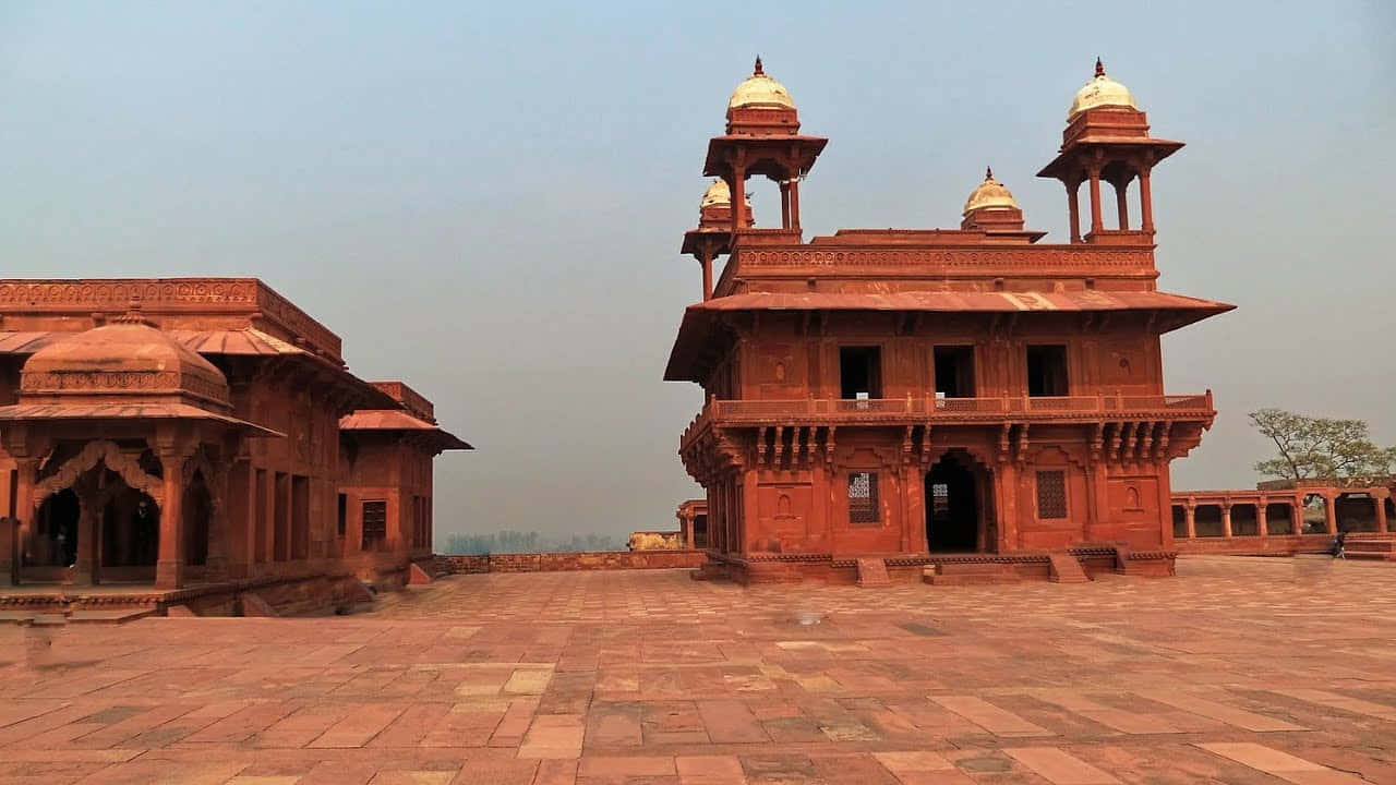 Fatehpur Sikri, red sandstone fortress, domed towers, HD Desktop Wallpaper