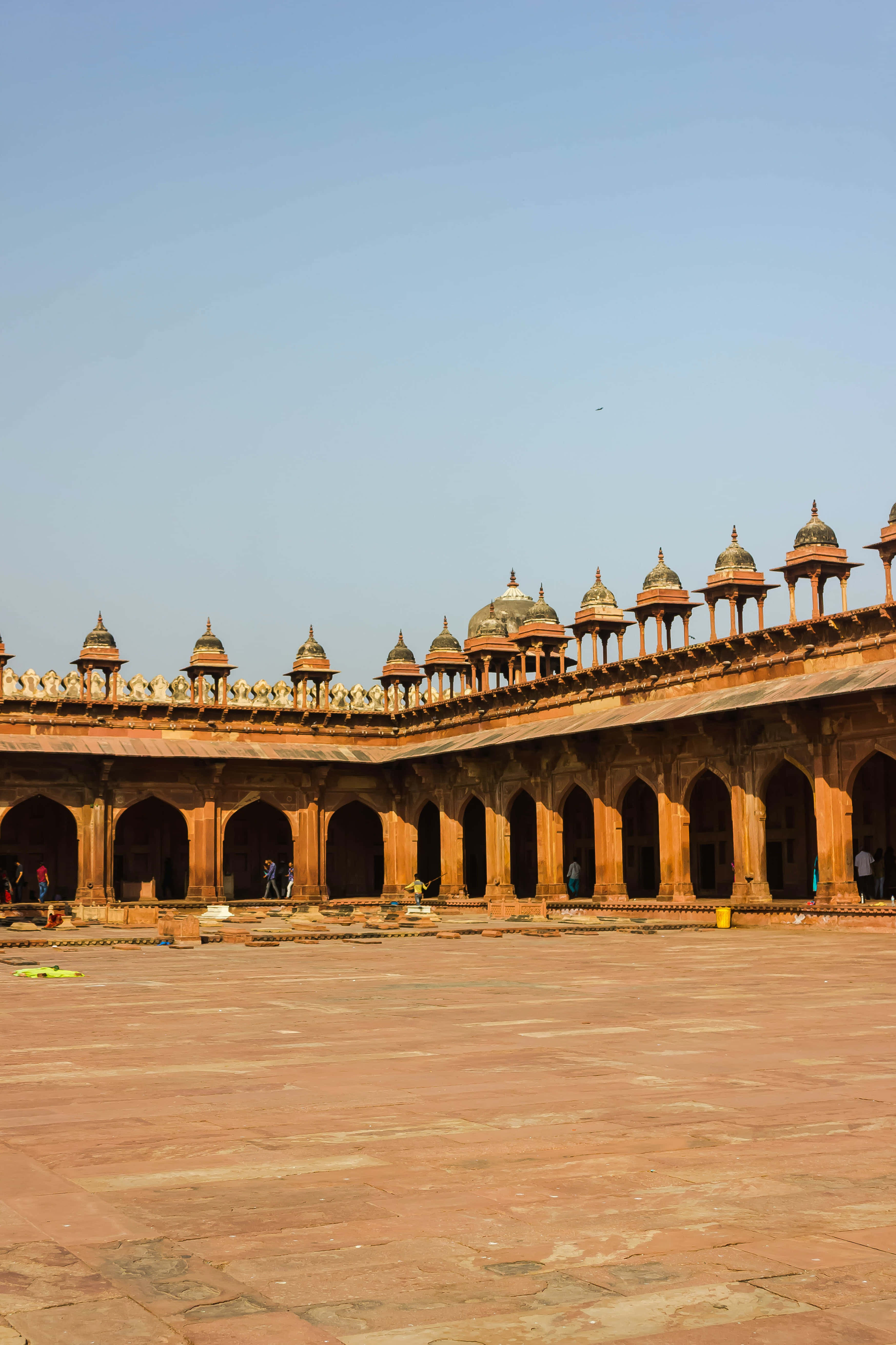 Fatehpur Sikri, red sandstone, arched colonnades, 5K Phone Wallpaper