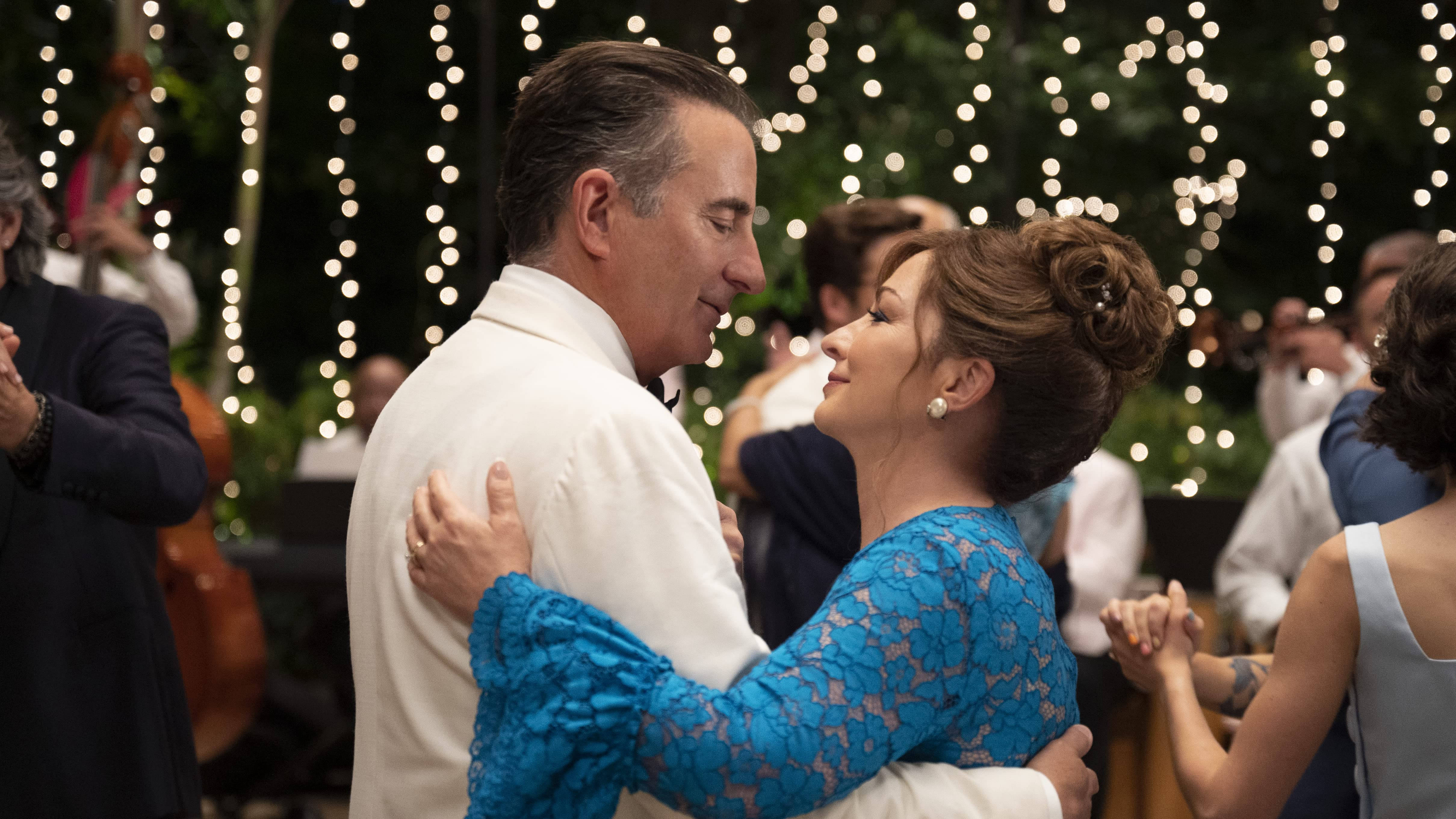 Father Of The Bride, twinkling string lights, elegant outdoor evening gathering, 4K Desktop Wallpaper