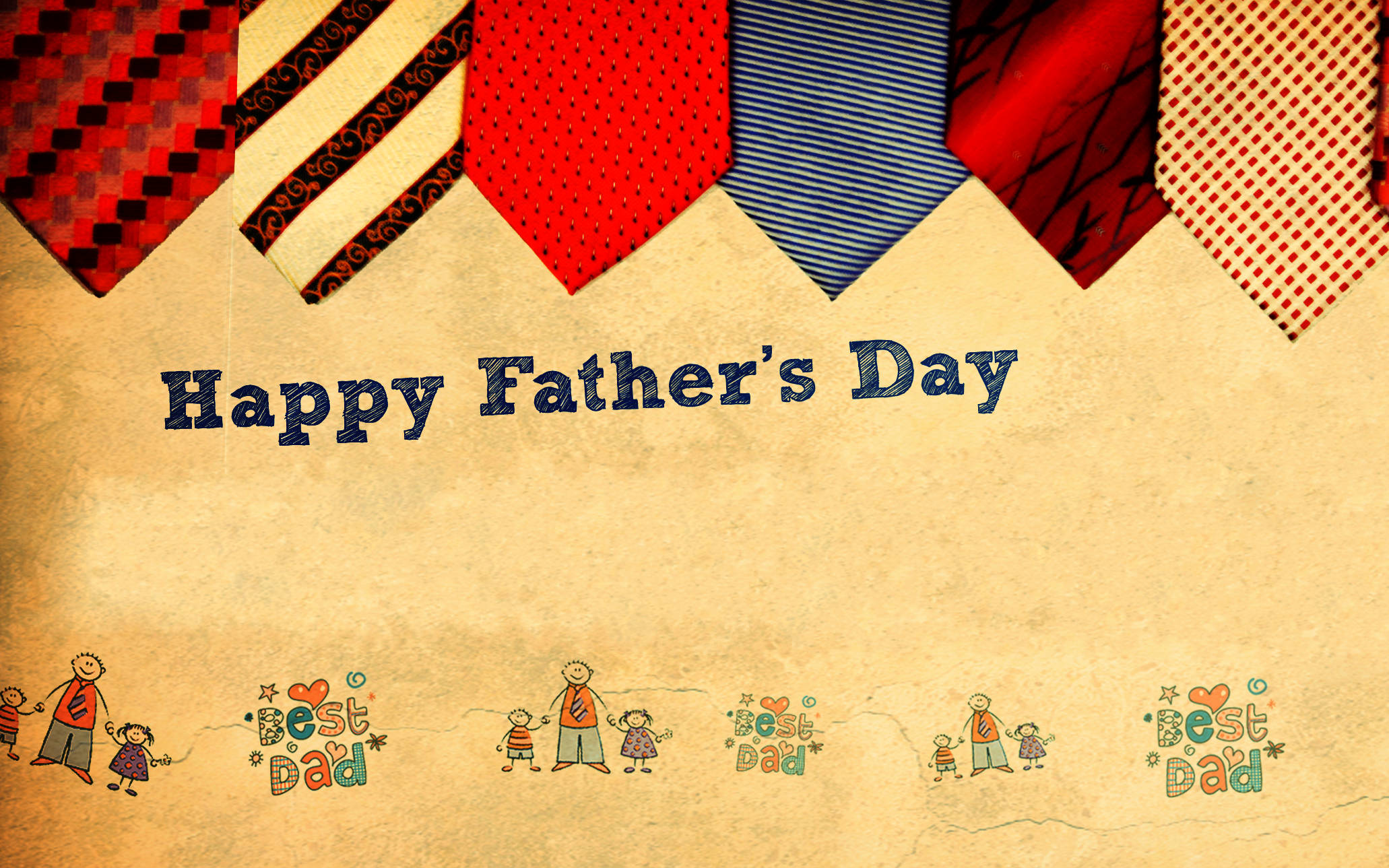 neckties, drawing, vintage textured background, Full HD Desktop Wallpaper