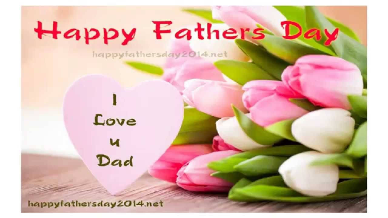 tulips, pink heart, I Love u Dad, HD Desktop Wallpaper