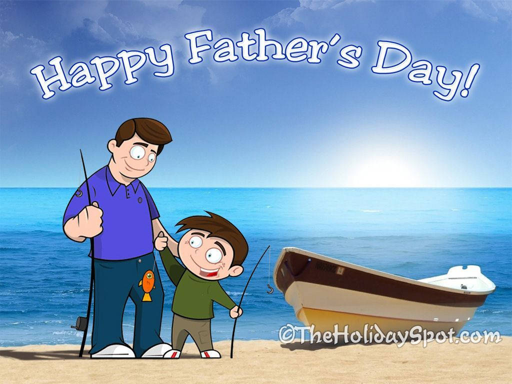 Fathers Day, fishing rods, sunny beach, SD Desktop Wallpaper