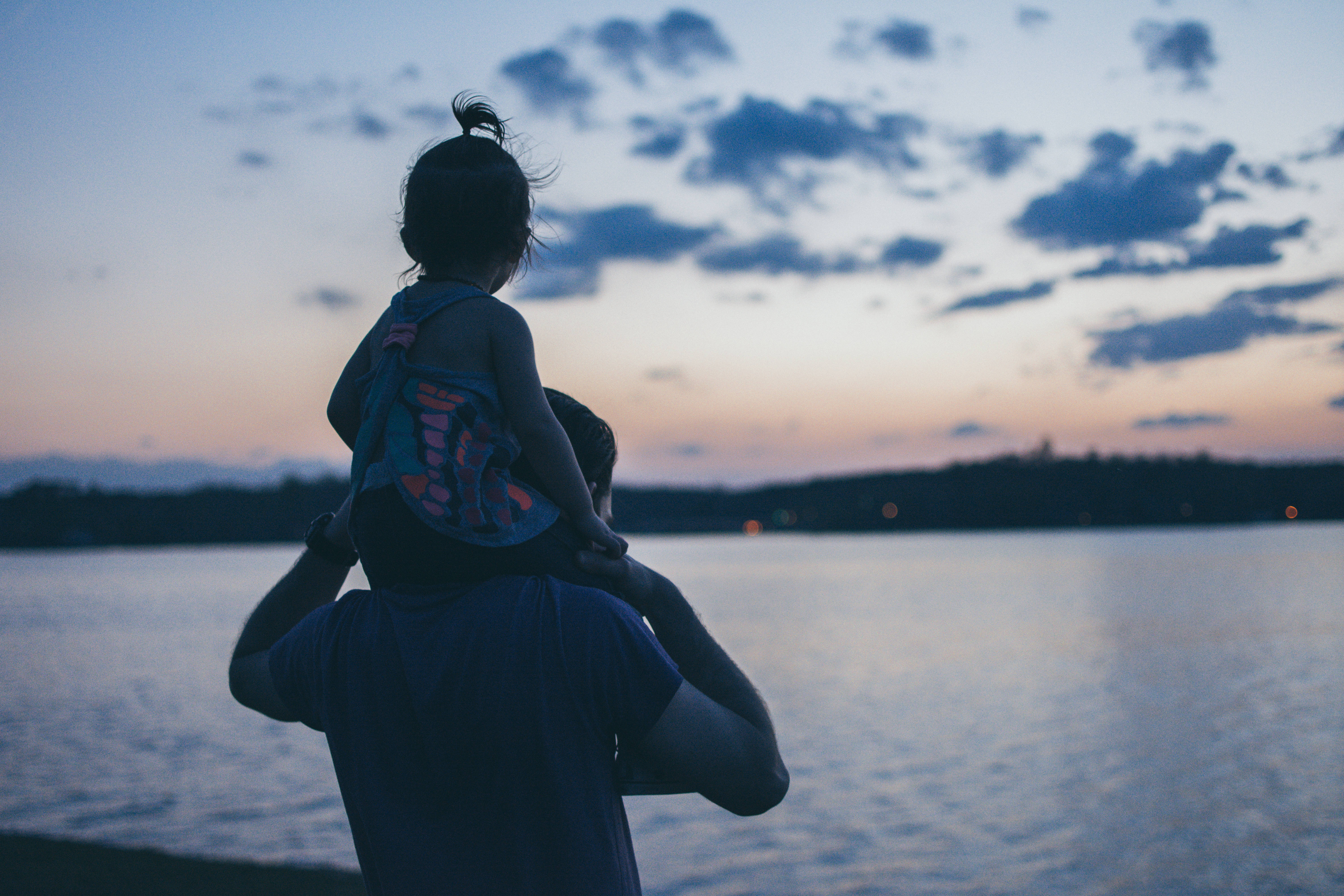 father, son, lake, 5K Desktop Wallpaper