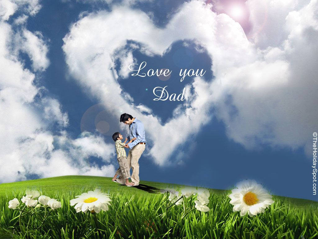 cloudy selfie, heart-shaped cloud, Love you Dad, SD Desktop Wallpaper