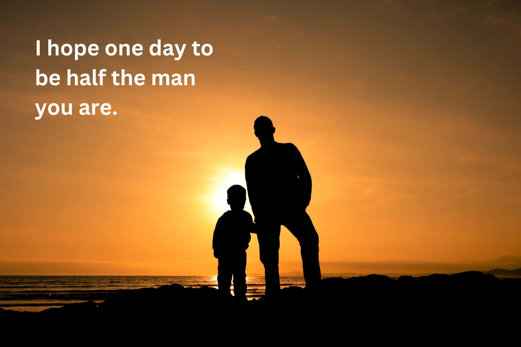 father and child, rocky beach, sunset, HD Desktop Wallpaper