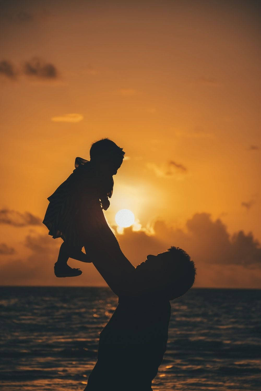 father, baby, golden sunset, HD Phone Wallpaper