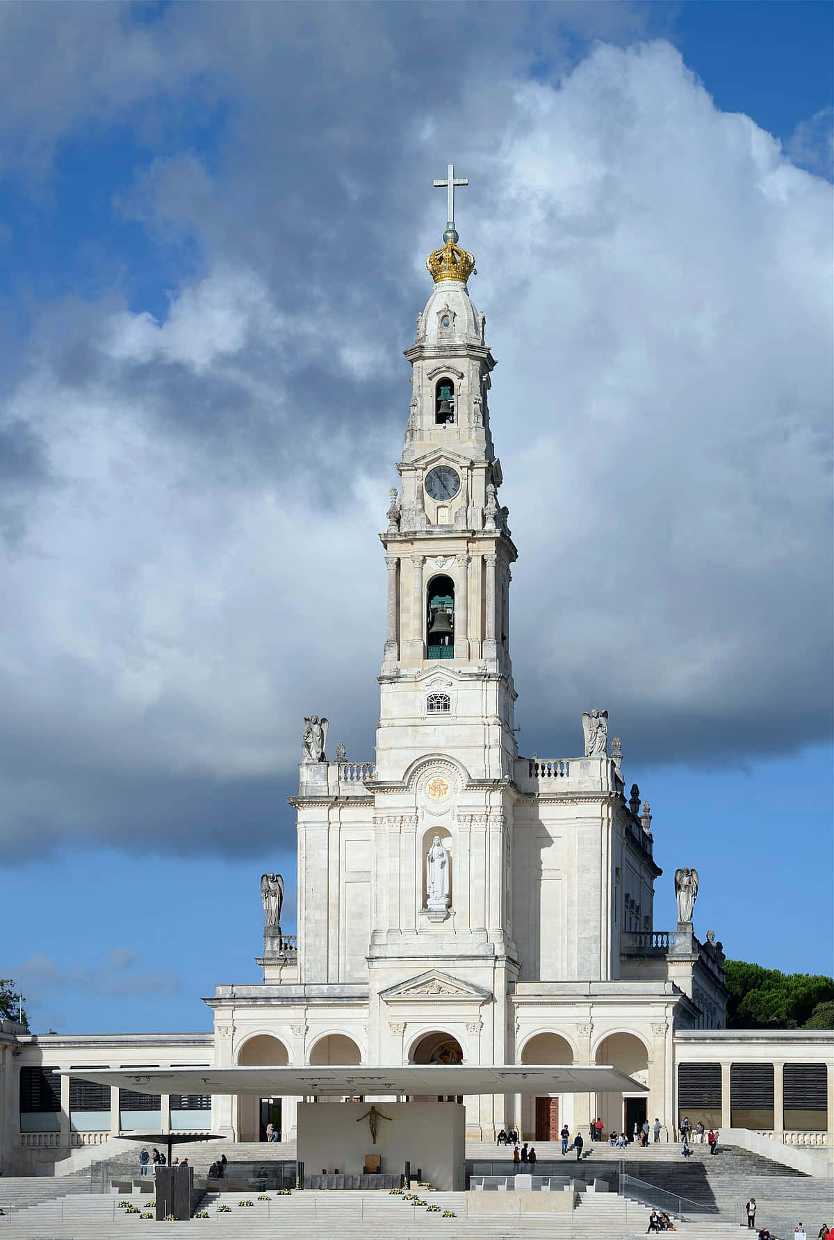 Fatima Sanctuary, white church, tall bell tower, HD Phone Wallpaper
