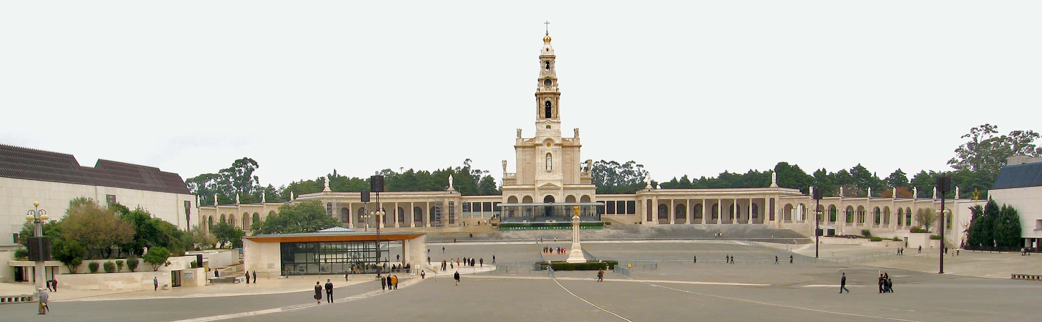 Fatima Sanctuary, neoclassical basilica, tall bell tower, 2K Desktop Wallpaper