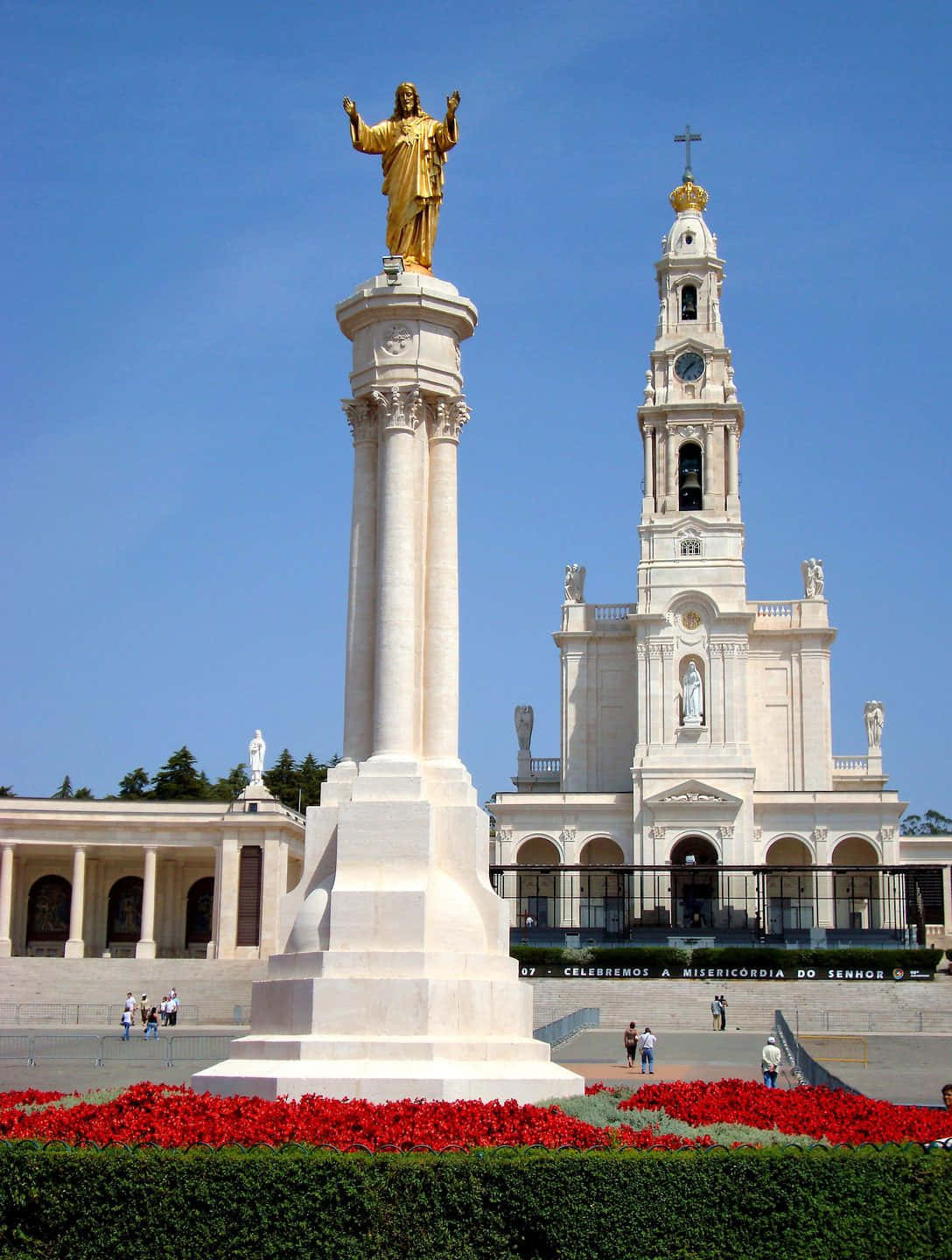 statue of Jesus, Fatima Sanctuary, white column, HD Phone Wallpaper