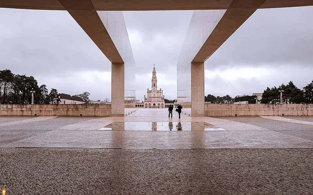 Fatima Sanctuary, church, concrete canopy, SD Desktop Wallpaper