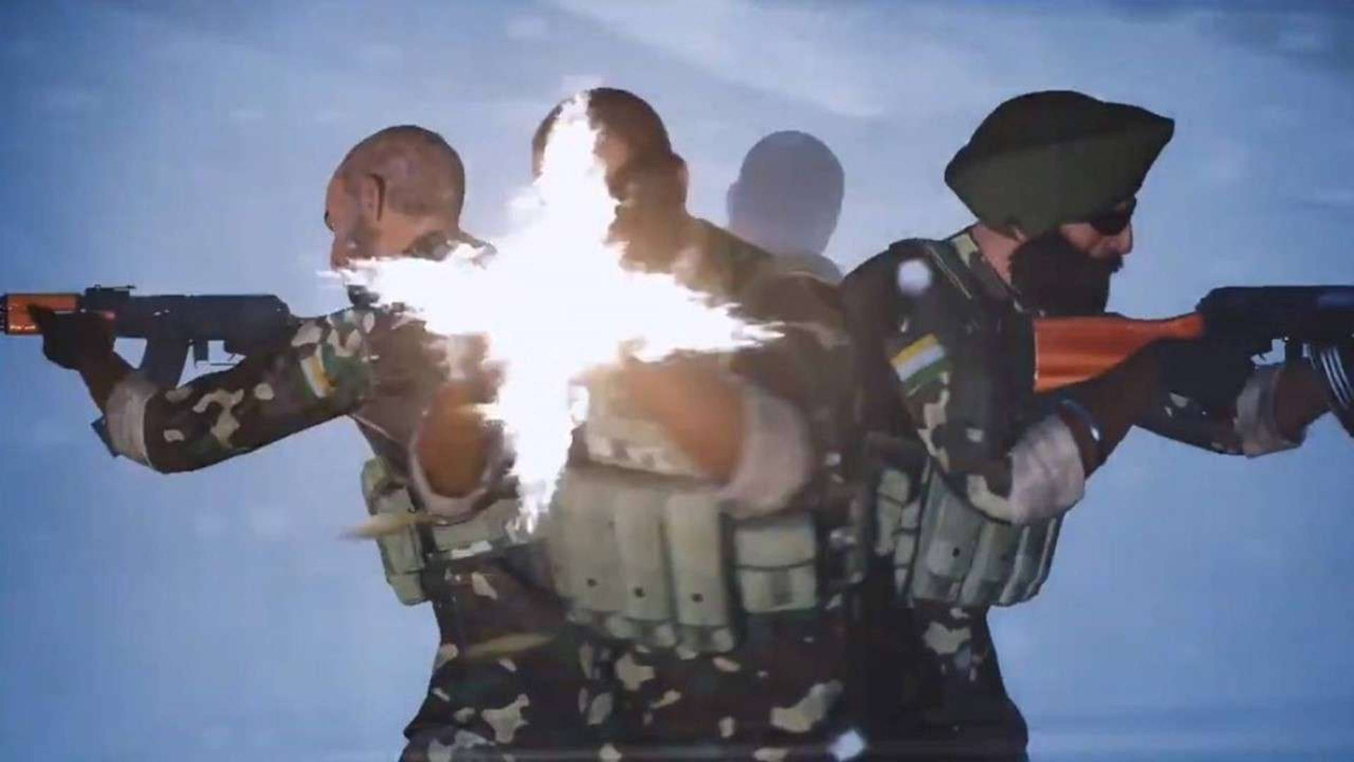 FAU-G, camouflage, muzzle flashes, Full HD Desktop Wallpaper